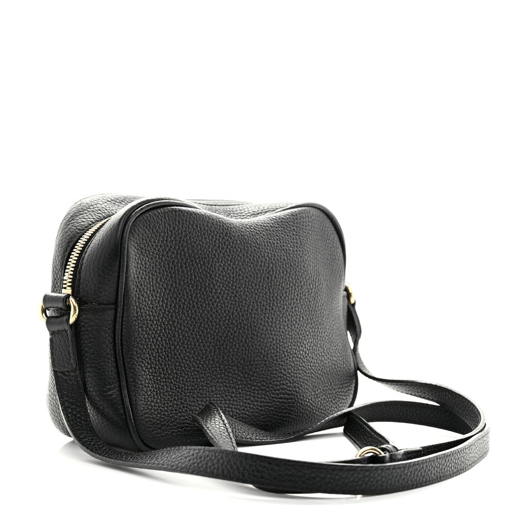 Pebbled Calfskin Small Soho Disco Bag Black