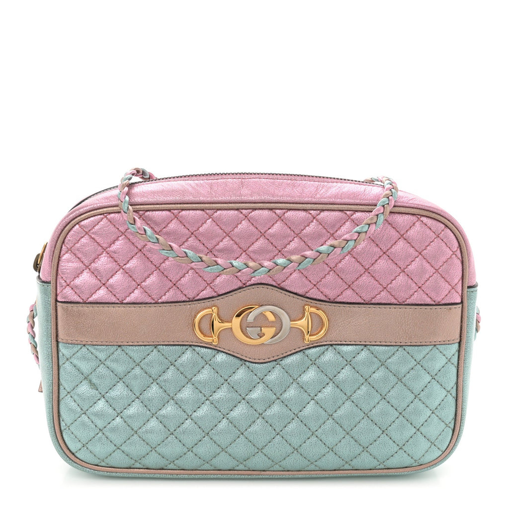 Laminated Nappa Trapuntata Small Zumi Shoulder Bag Rosa Lago Rame