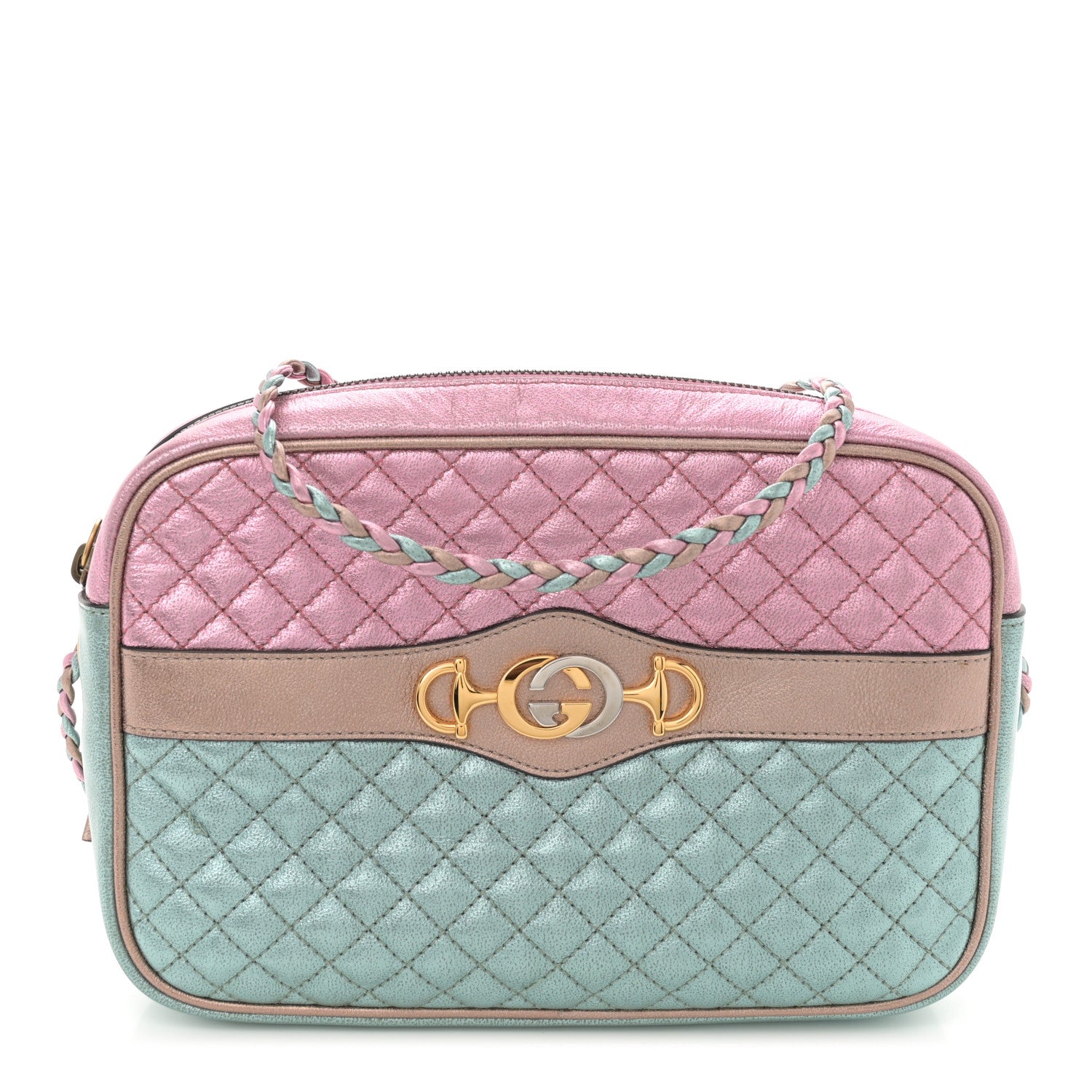 Laminated Nappa Trapuntata Small Zumi Shoulder Bag Rosa Lago Rame