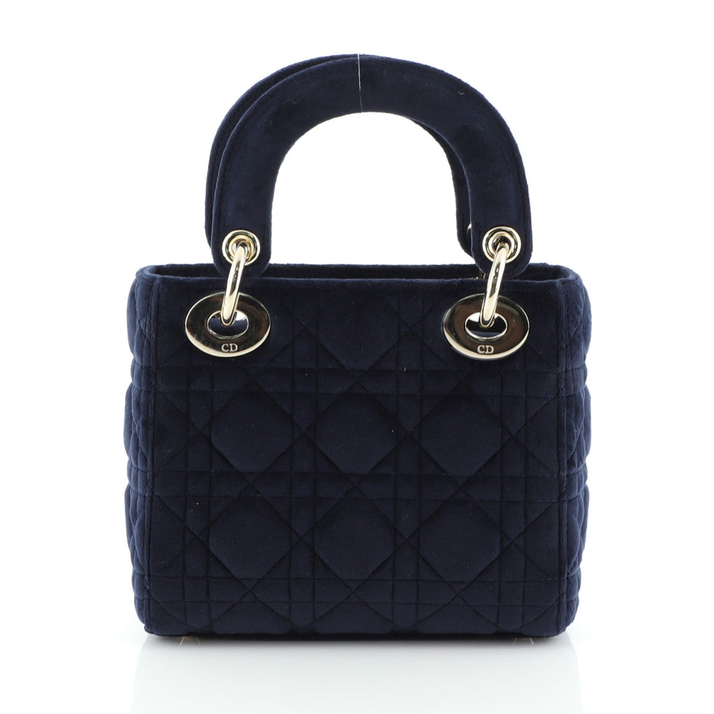 Lady Dior Chain Bag Cannage Quilt Velvet with Crystal Charms Mini