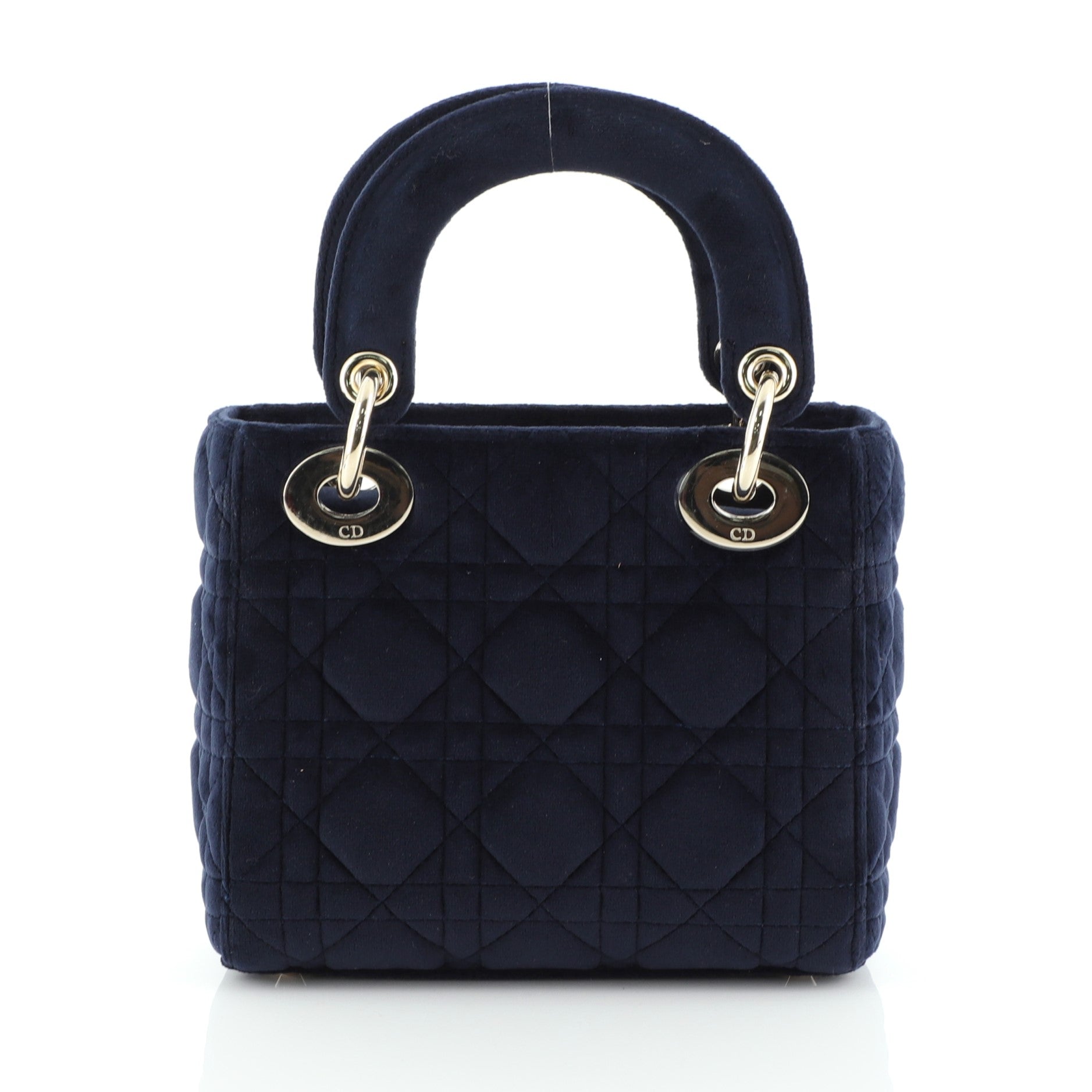 Lady Dior Chain Bag Cannage Quilt Velvet with Crystal Charms Mini