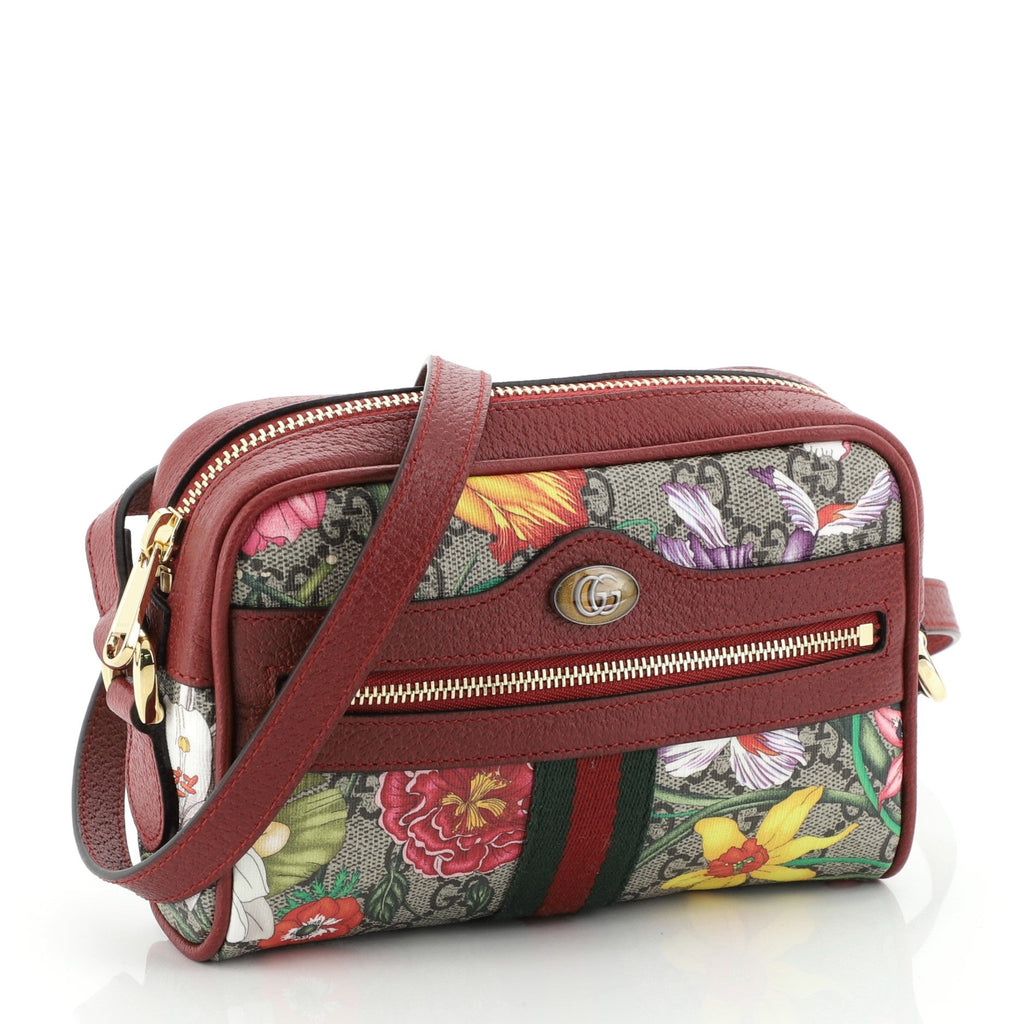 Ophidia Shoulder Bag Flora GG Coated Canvas Mini