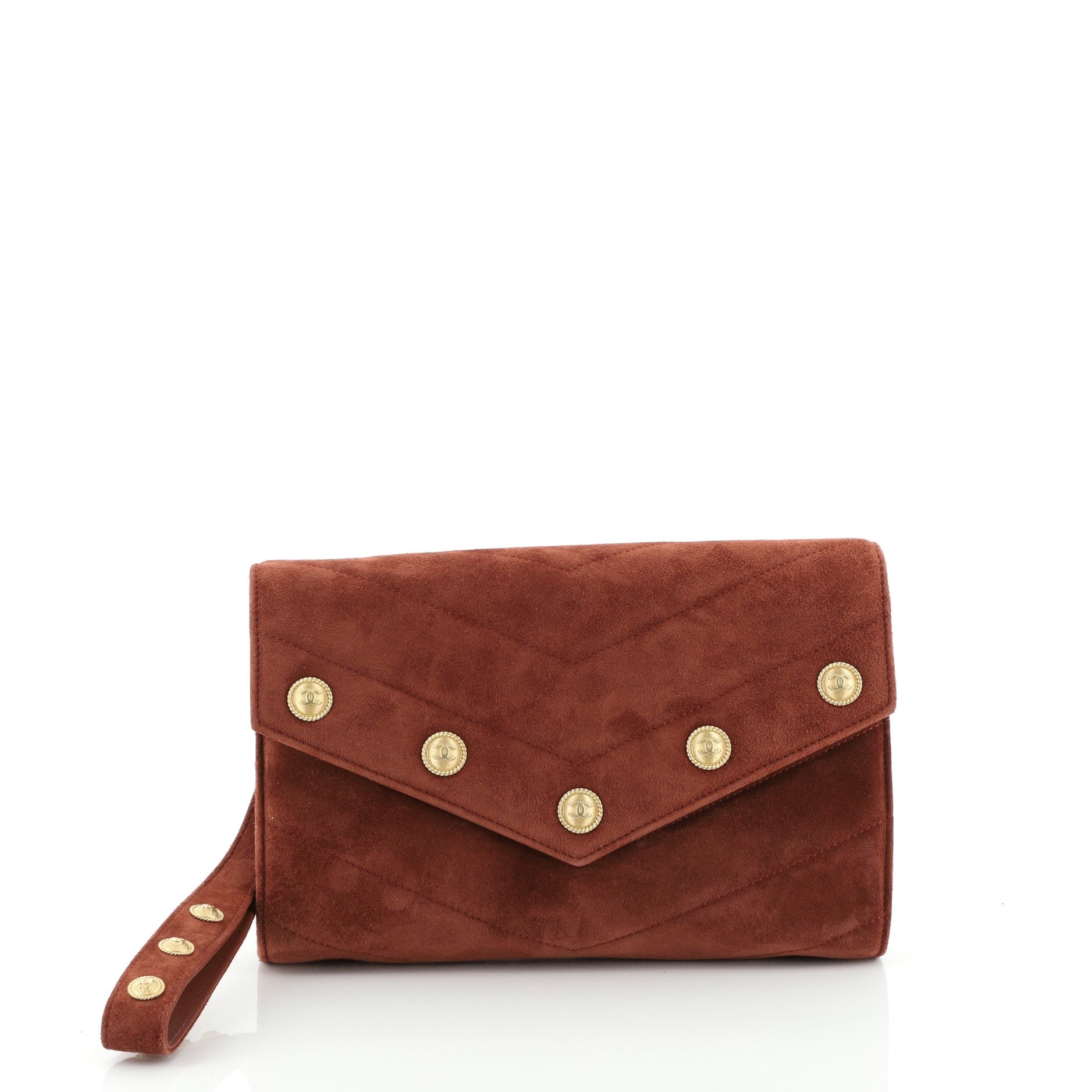 Paris-Hamburg Button CC Clutch Chevron Suede