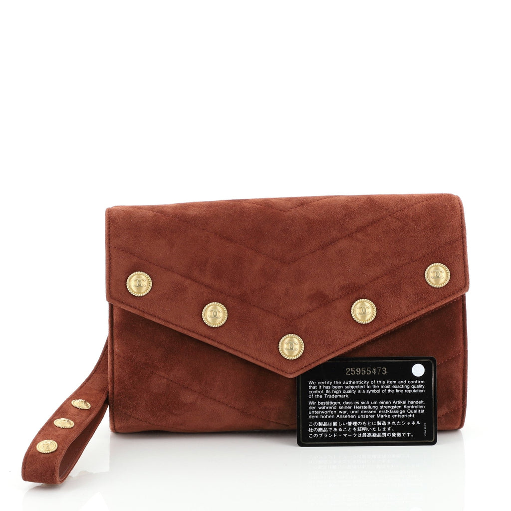 Paris-Hamburg Button CC Clutch Chevron Suede