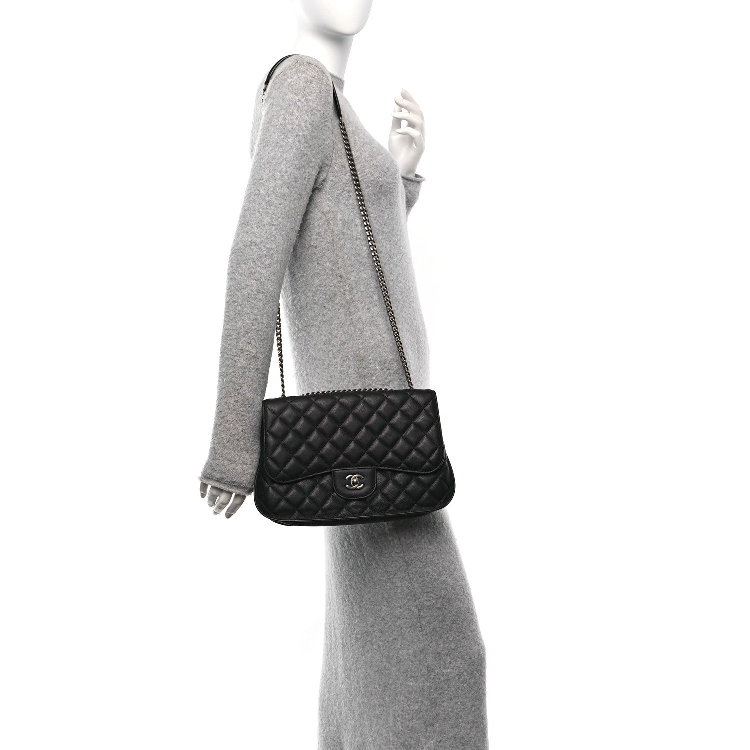 Metallic Goatskin Quilted Rock In Rome Flap Black