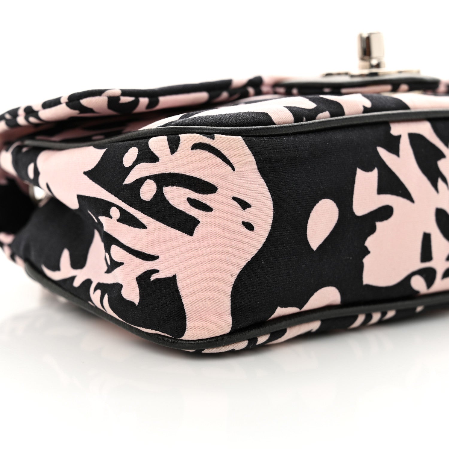 Printed Fabric Mini Rectangular Flap Black Pink