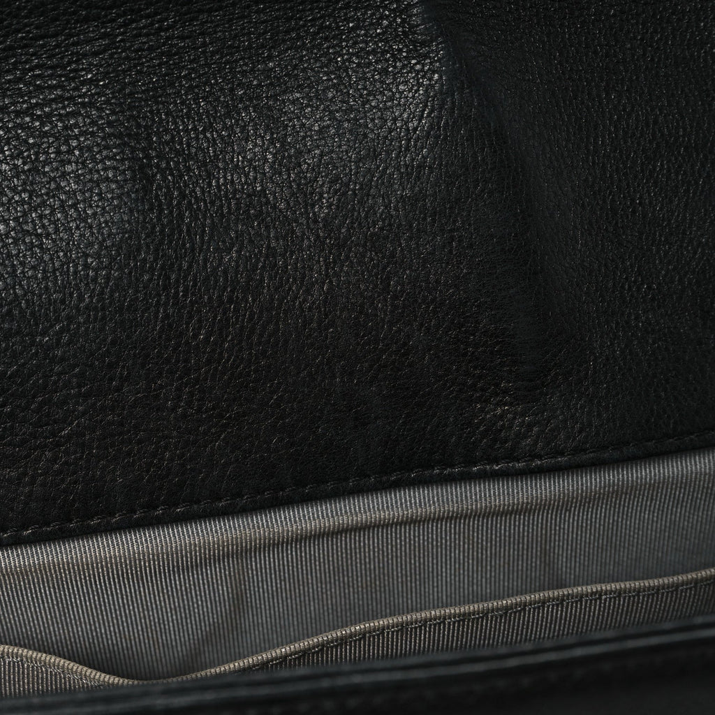 Calfskin Quilted Double Stitch Medium Boy Flap Black