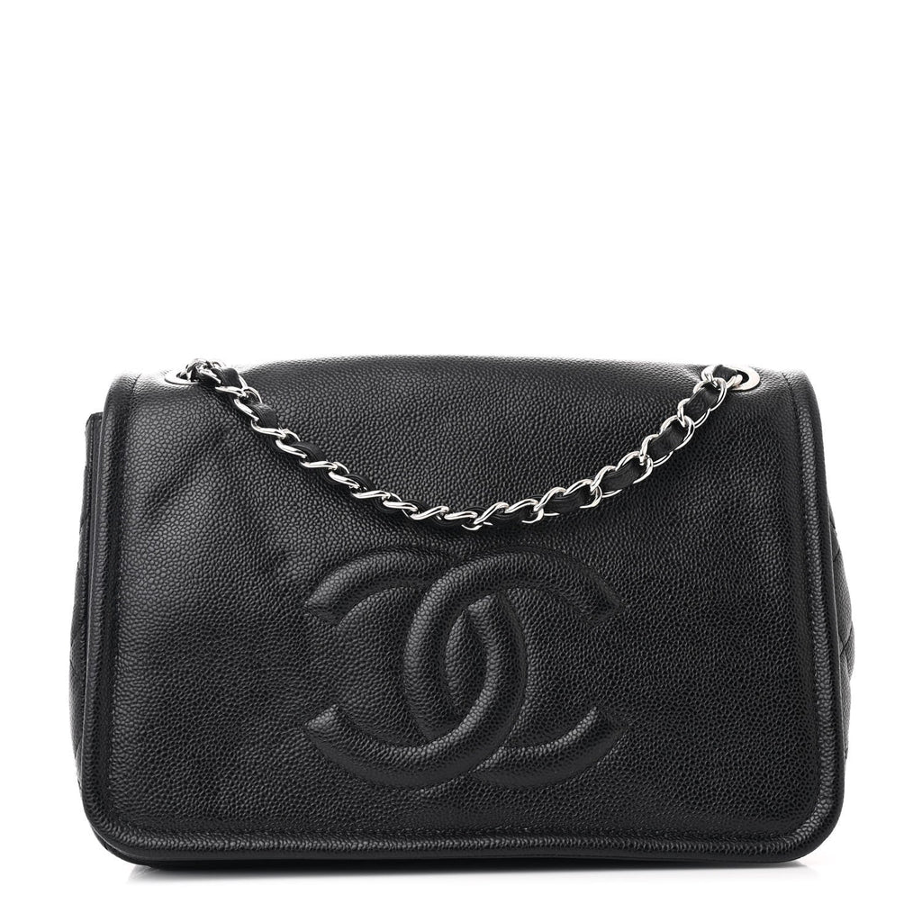 Caviar Large Timeless CC Flap Black