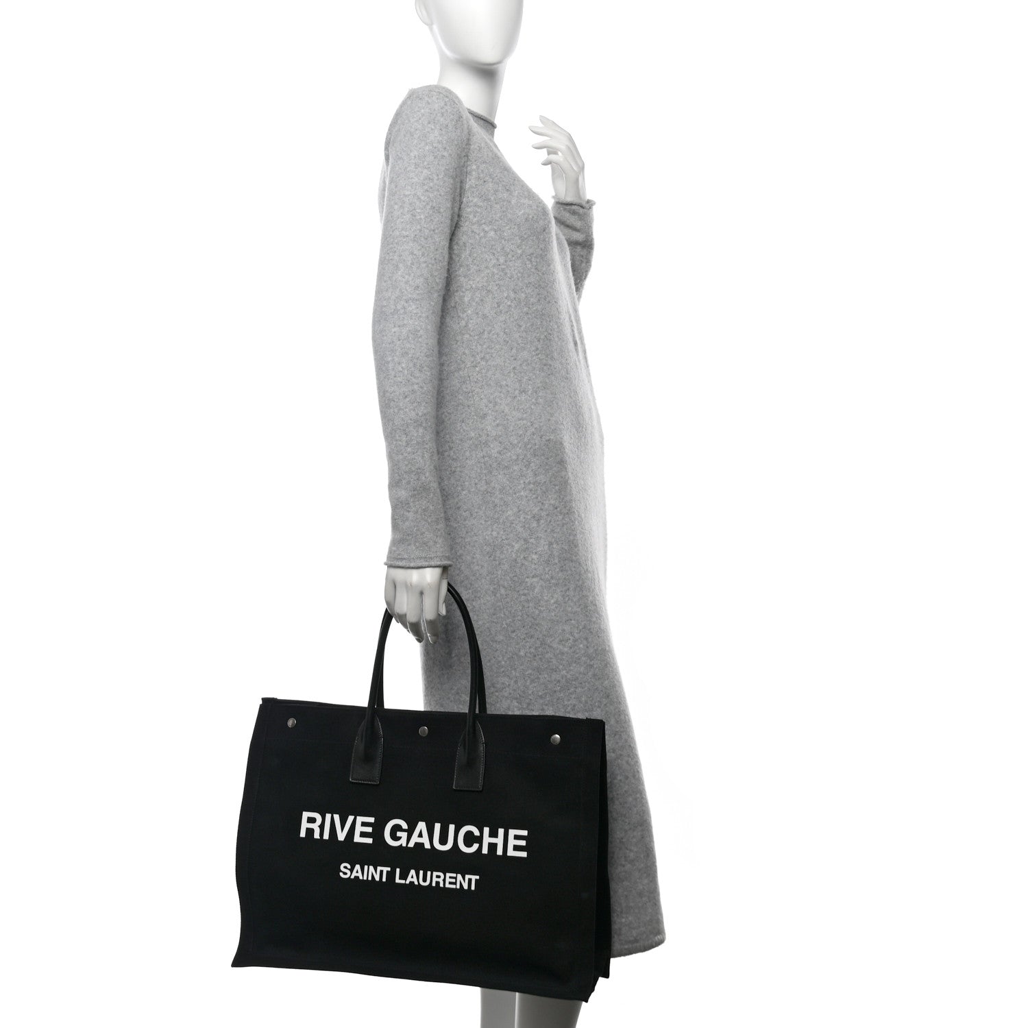 Linen Calfskin Rive Gauche Tote Black