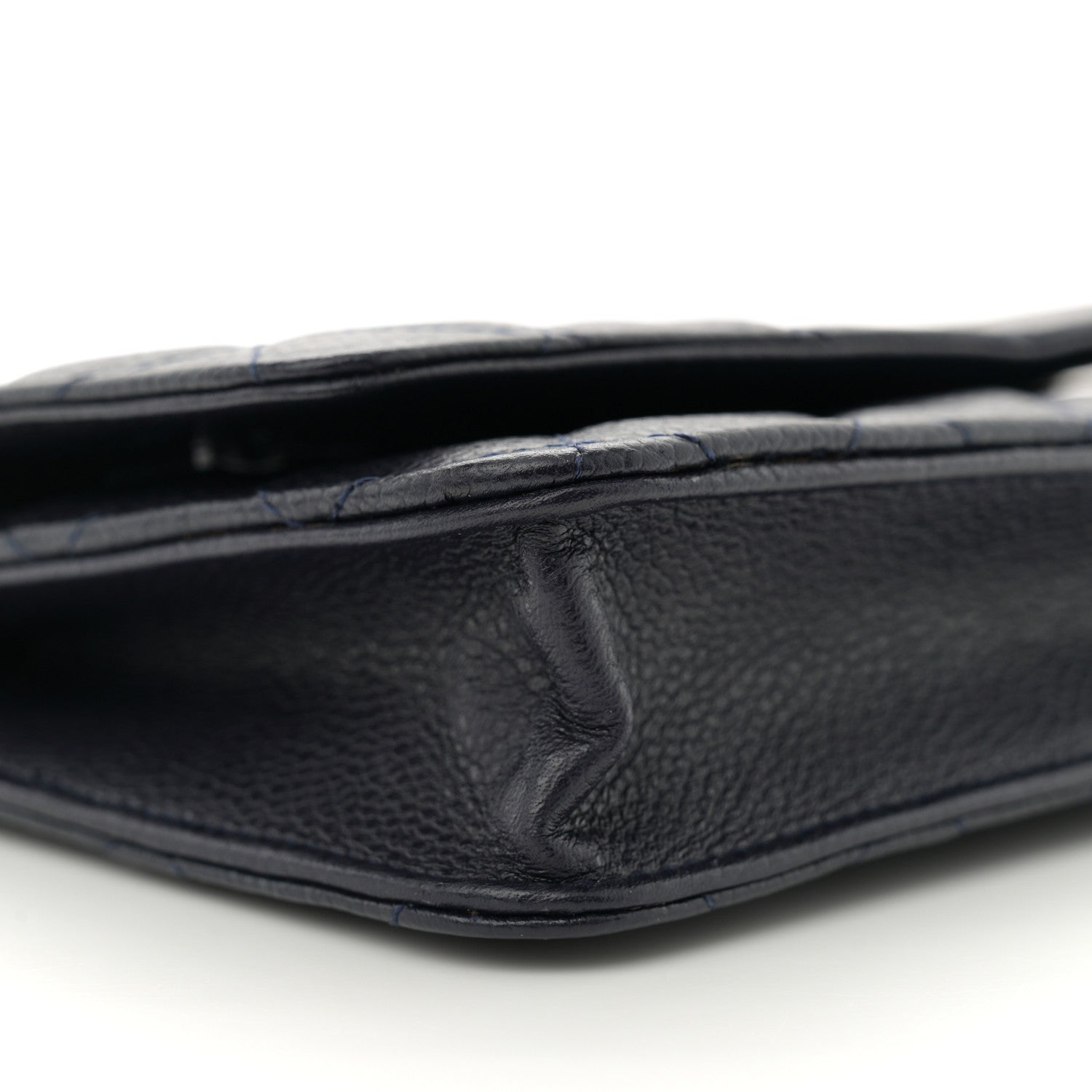 Caviar Quilted Wallet on Chain WOC Navy Blue