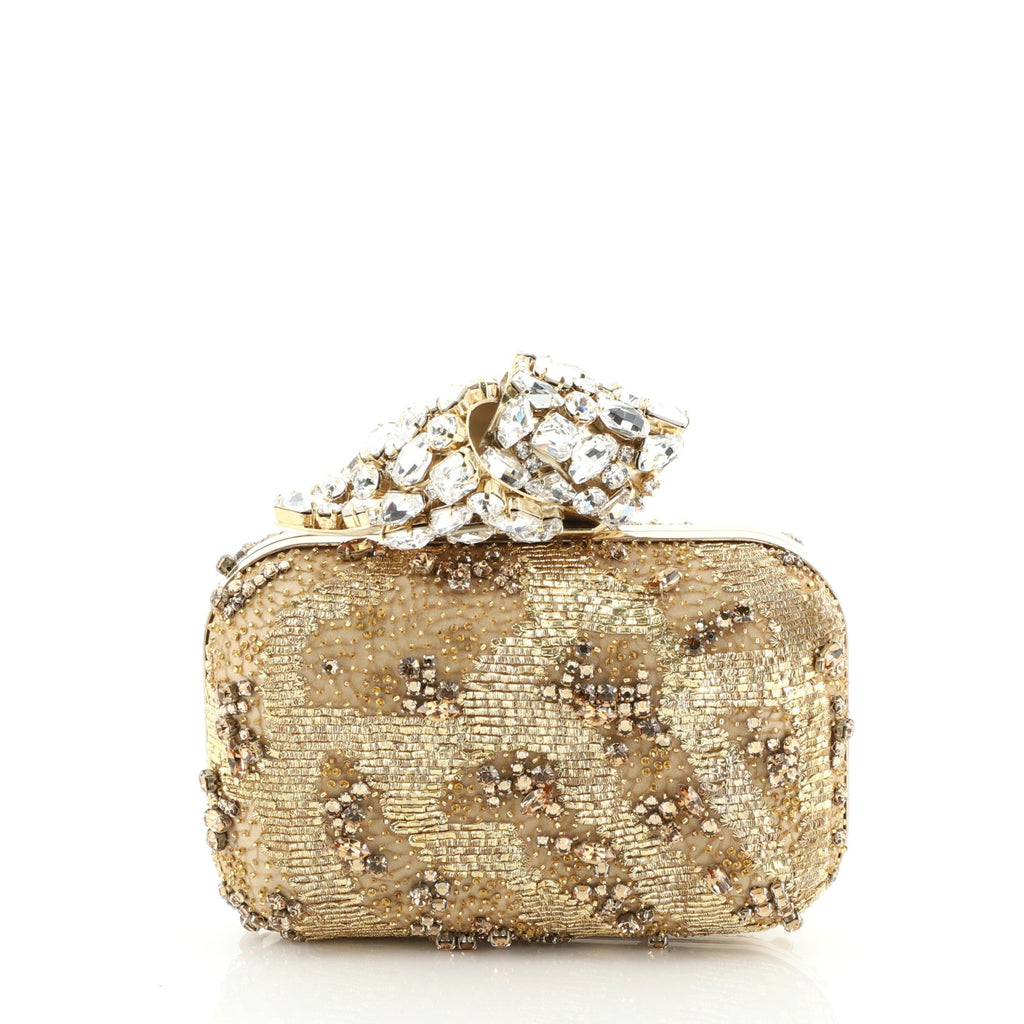 Cloud Crystal Knot Clutch Crystal Embellished Satin