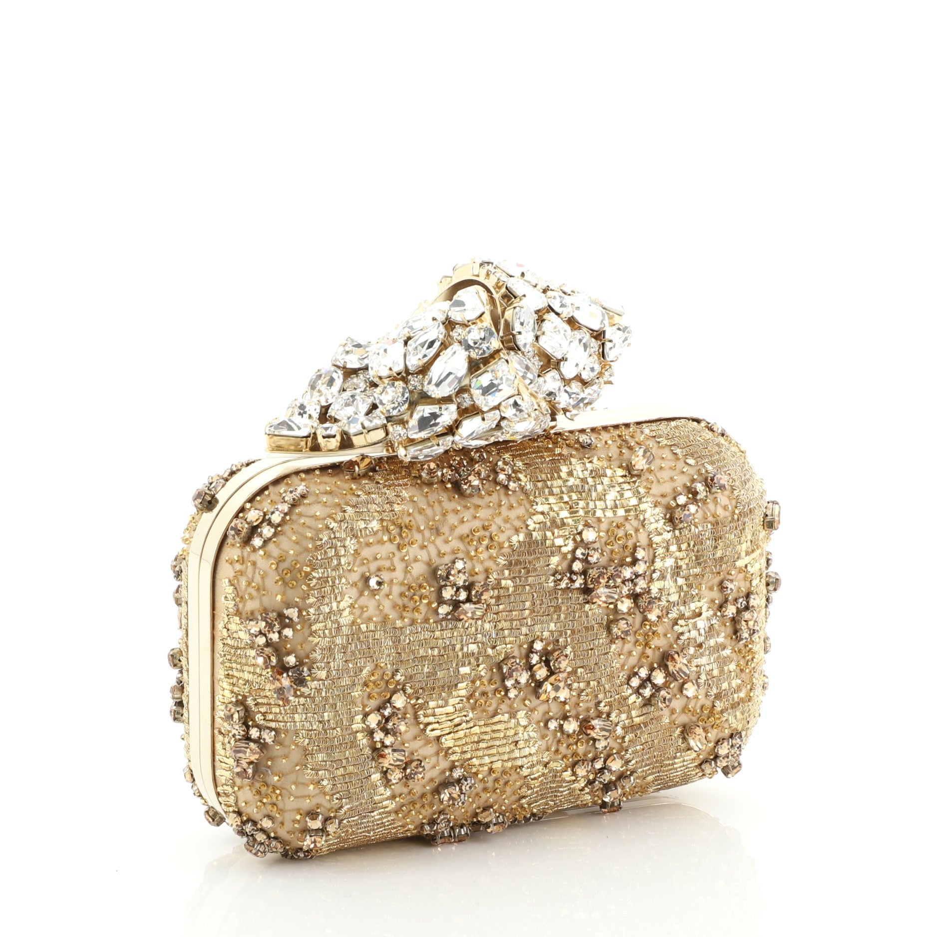 Cloud Crystal Knot Clutch Crystal Embellished Satin