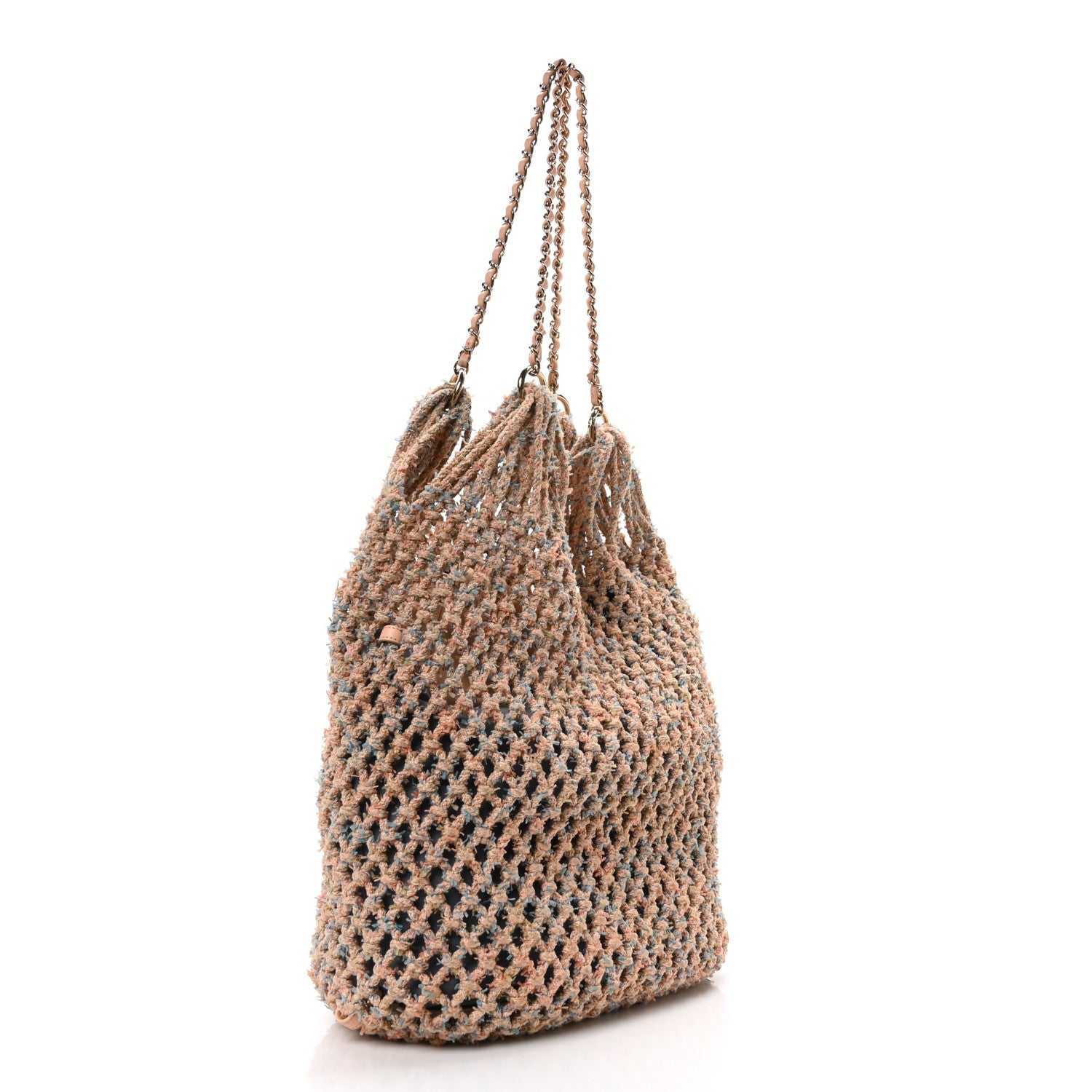 Lambskin Mixed Fibers Large Shopping Bag Beige Pink