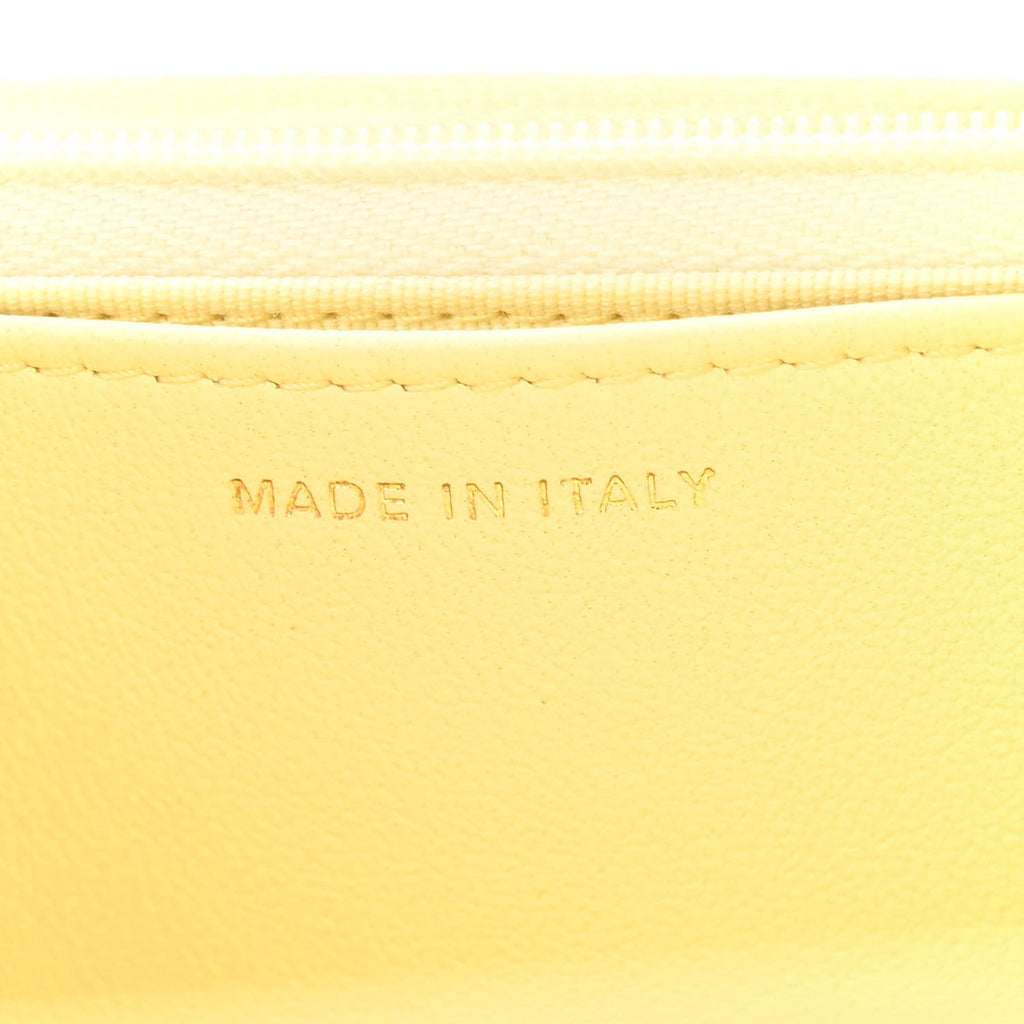Lambskin Quilted Sweet Camellia Wallet on Chain WOC Light Yellow