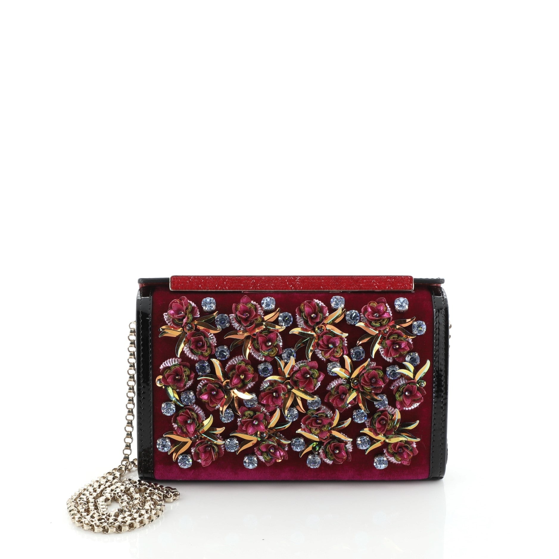 Vanite Clutch Velvet with Floral Applique Mini