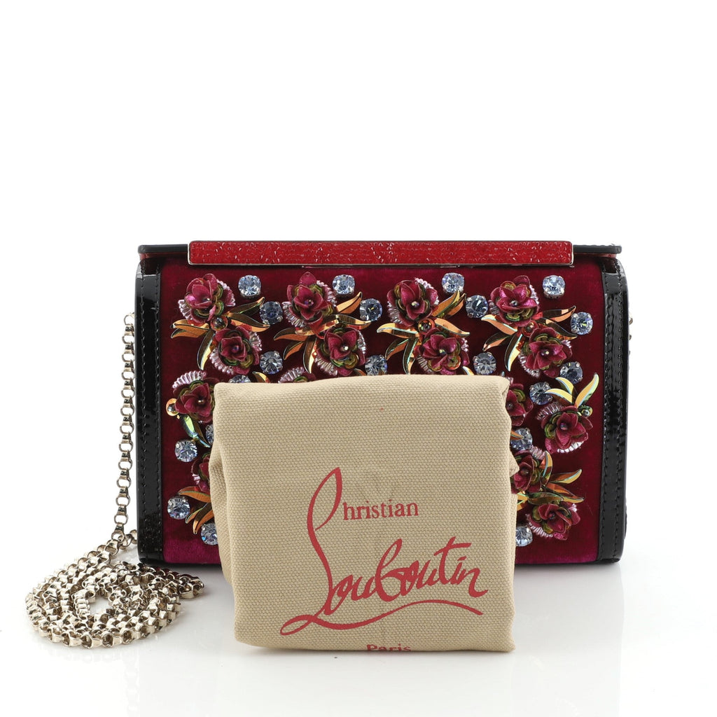 Vanite Clutch Velvet with Floral Applique Mini