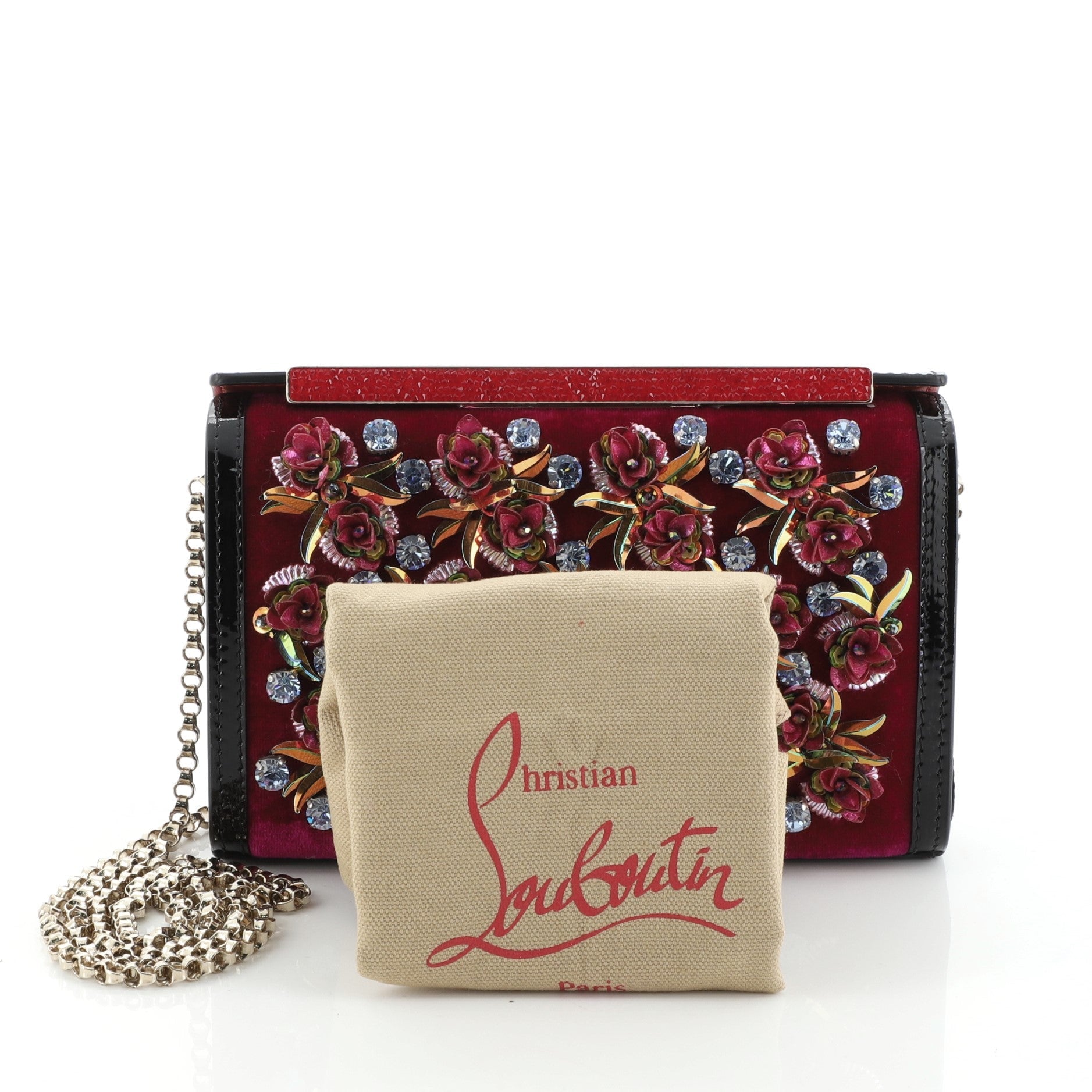 Vanite Clutch Velvet with Floral Applique Mini