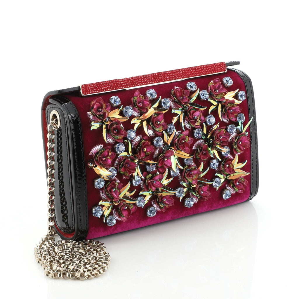 Vanite Clutch Velvet with Floral Applique Mini