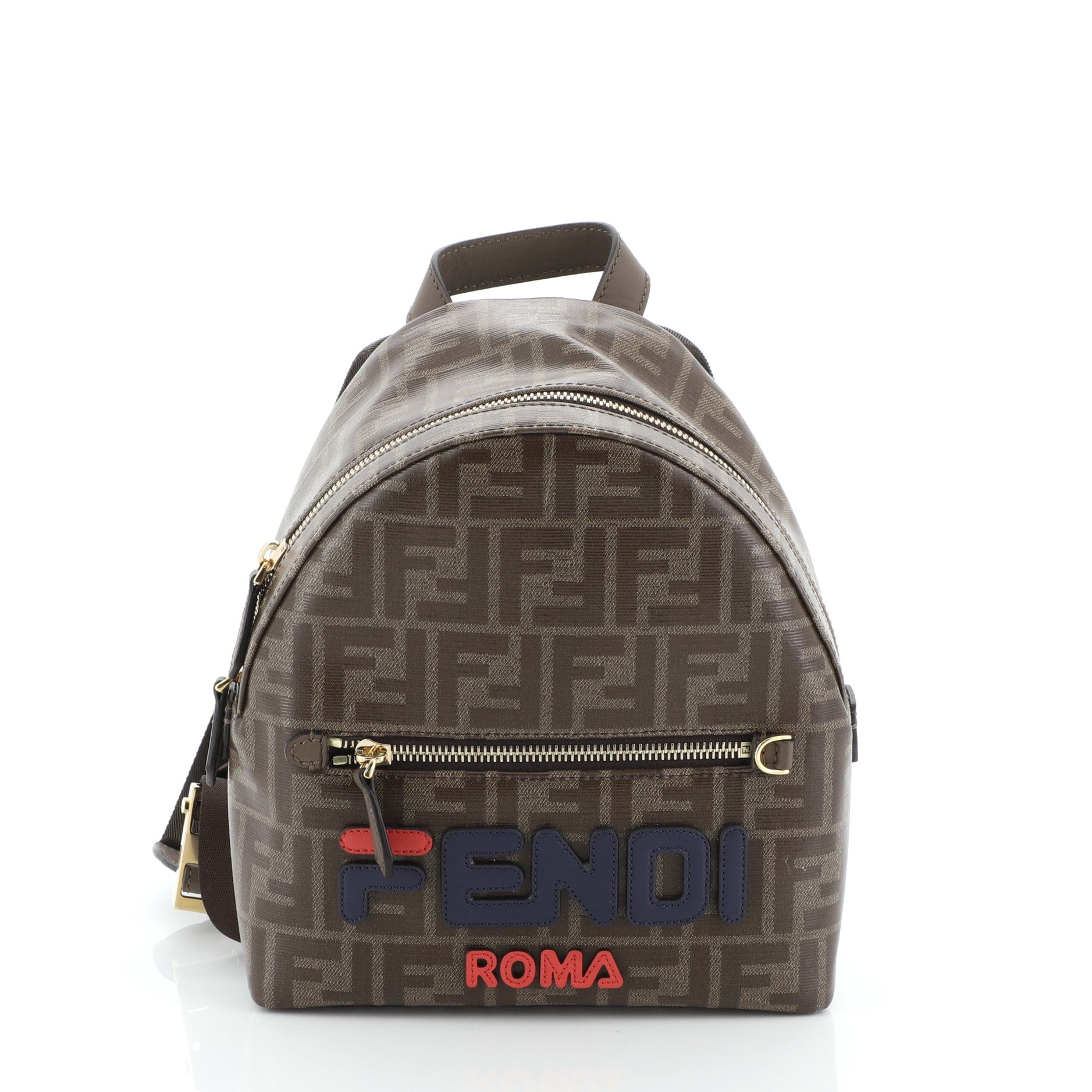 Mania Logo Backpack Zucca Coated Canvas Mini