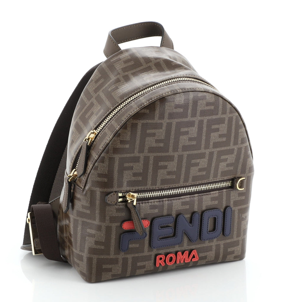 Mania Logo Backpack Zucca Coated Canvas Mini