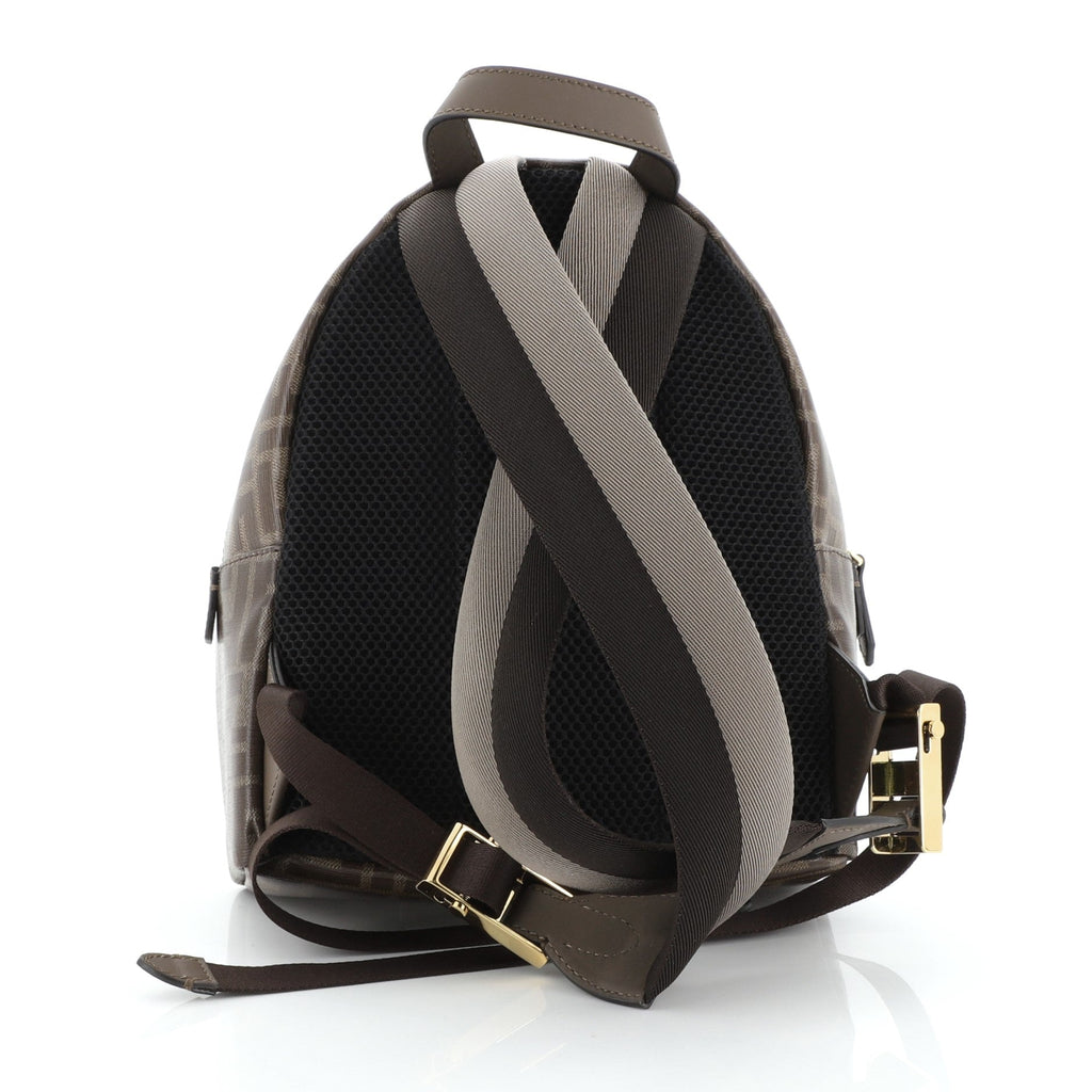 Mania Logo Backpack Zucca Coated Canvas Mini