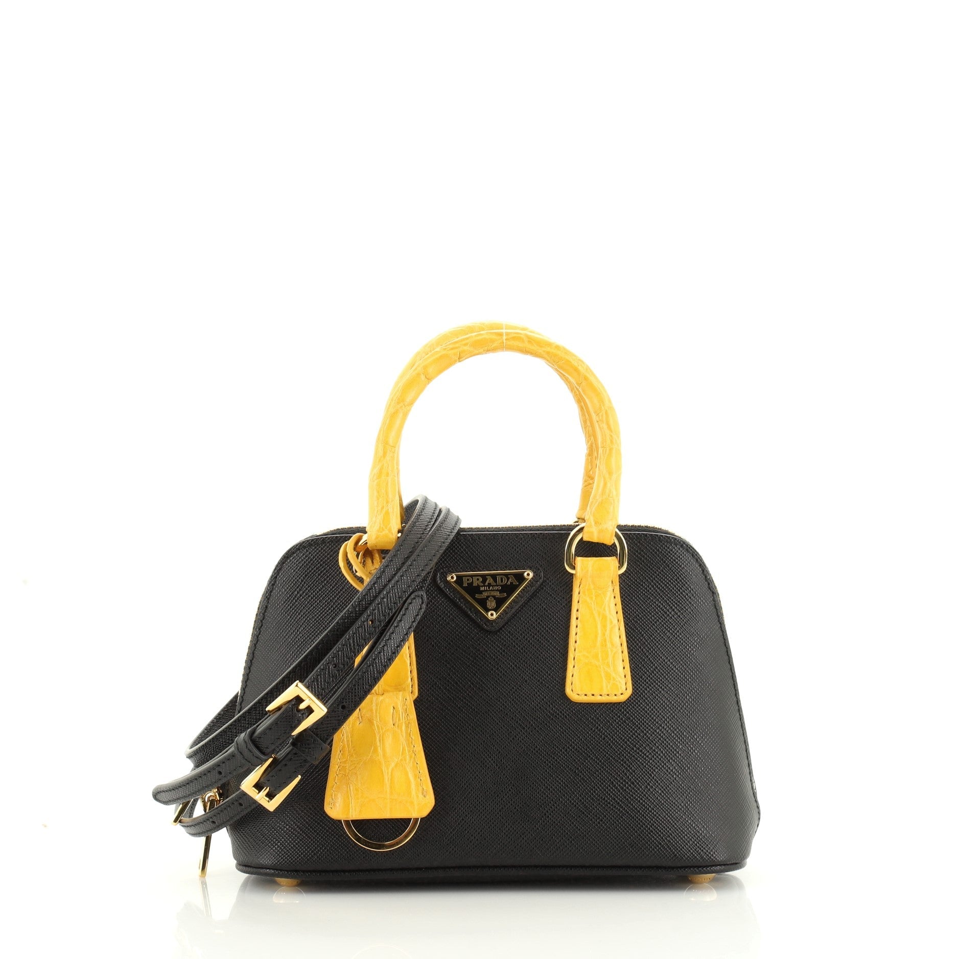 Promenade Bag Saffiano Leather with Crocodile Mini