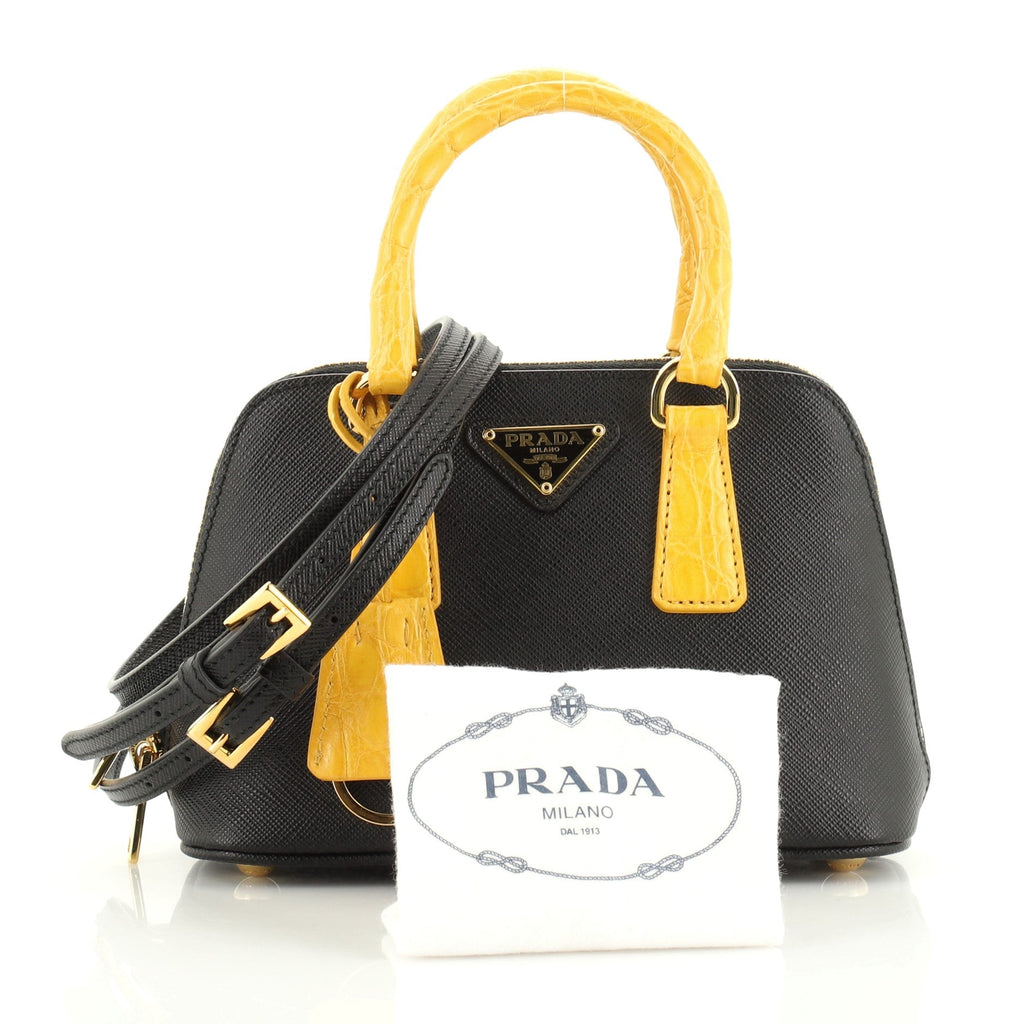 Promenade Bag Saffiano Leather with Crocodile Mini