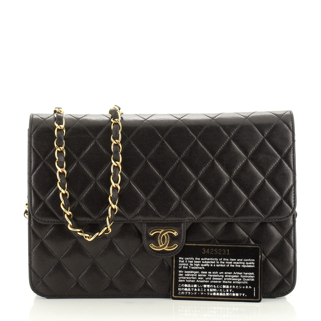 Vintage Clutch with Chain Quilted Leather Medium