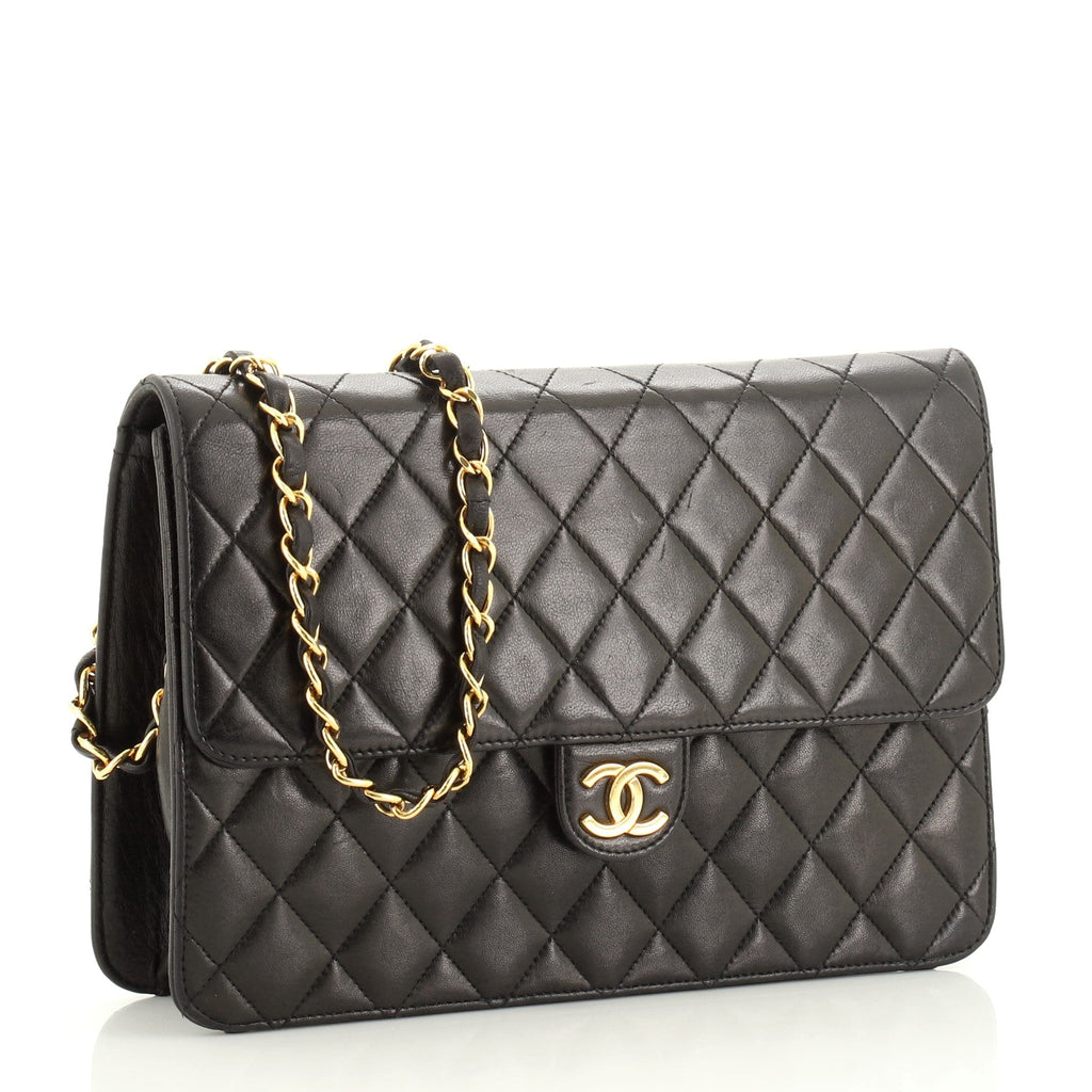 Vintage Clutch with Chain Quilted Leather Medium