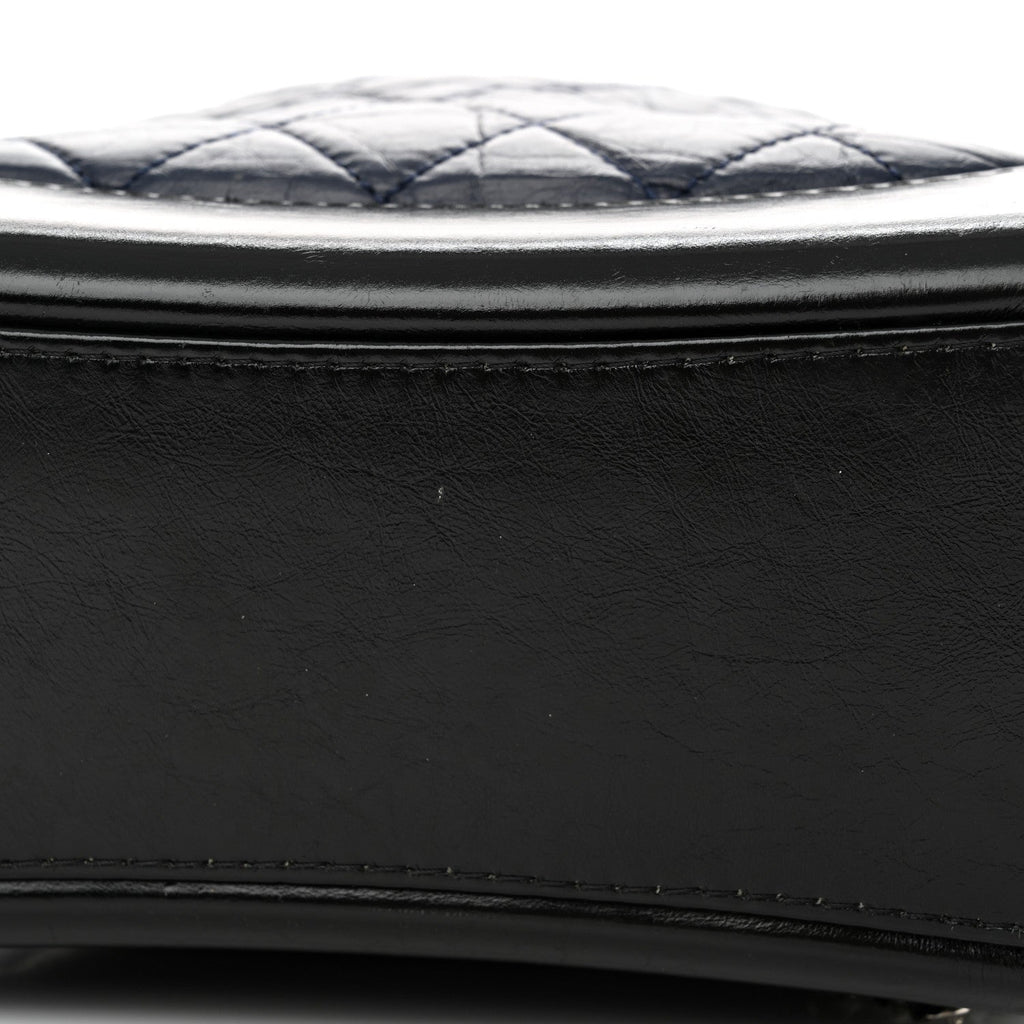 Aged Calfskin Quilted Gabrielle Backpack Navy Black