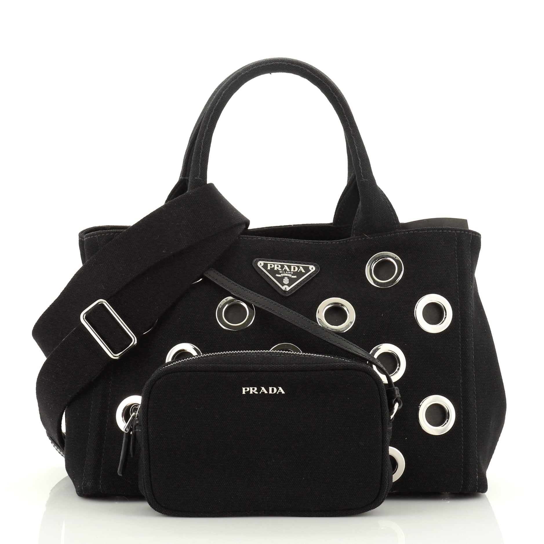 Canapa Convertible Tote Grommet Embellished Canvas Mini