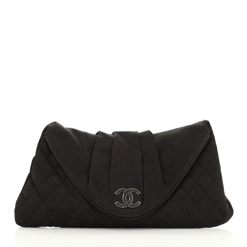 CC Half Moon Clutch Quilted Satin Large