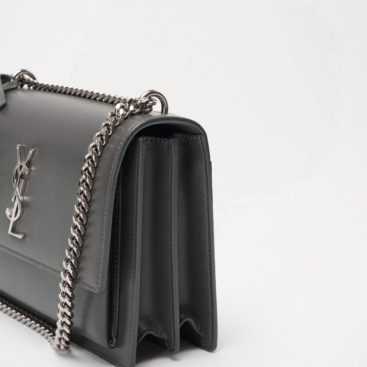 Saint Laurent Grey Calfskin Medium Monogram Sunset