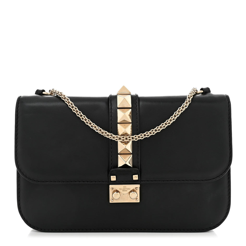 Vitello Medium Glam Lock Rockstud Flap Black