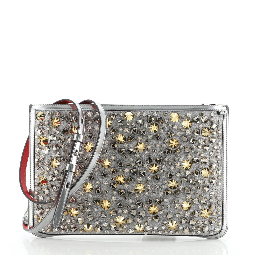 Loubiclutch Spiked Glitter PVC and Leather