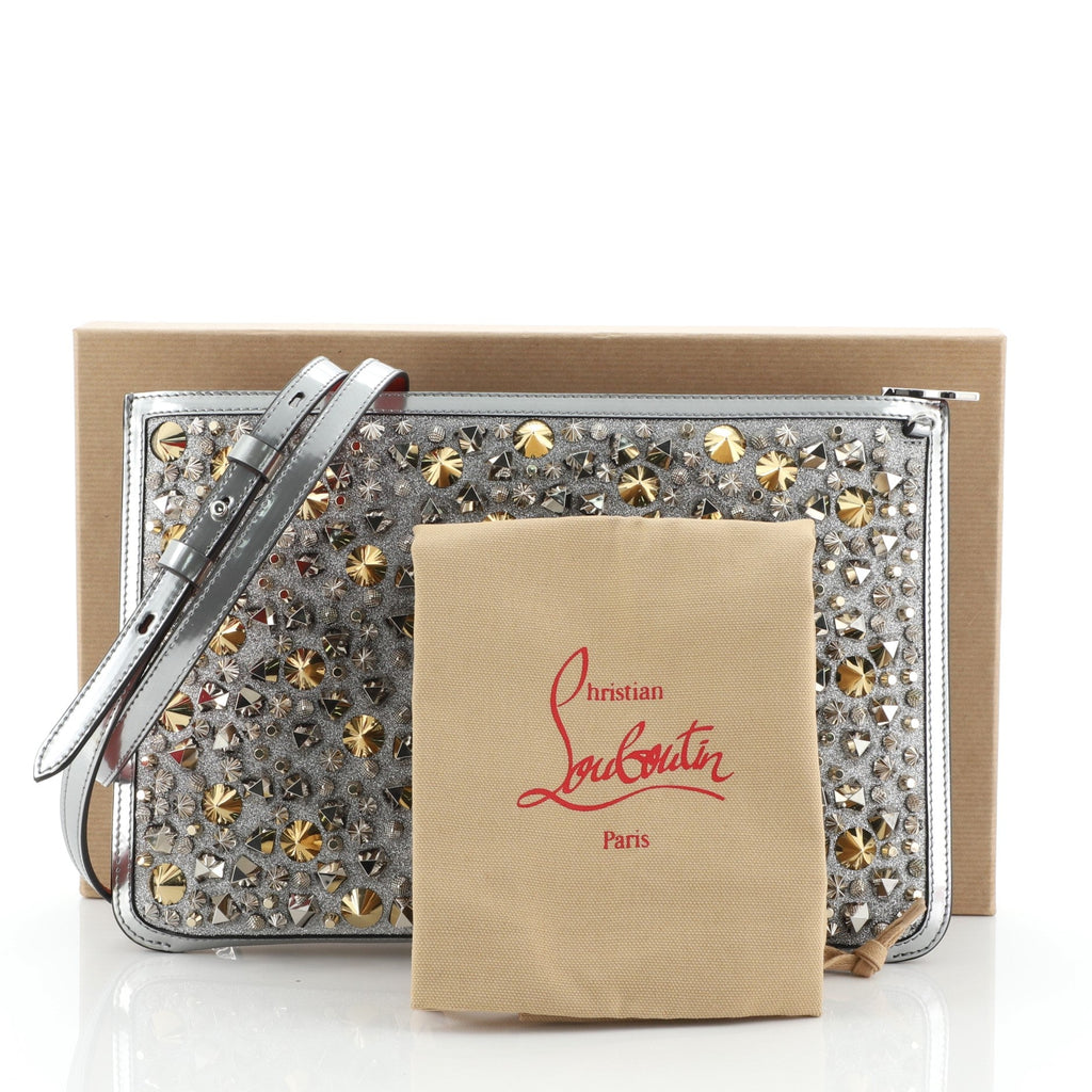 Loubiclutch Spiked Glitter PVC and Leather