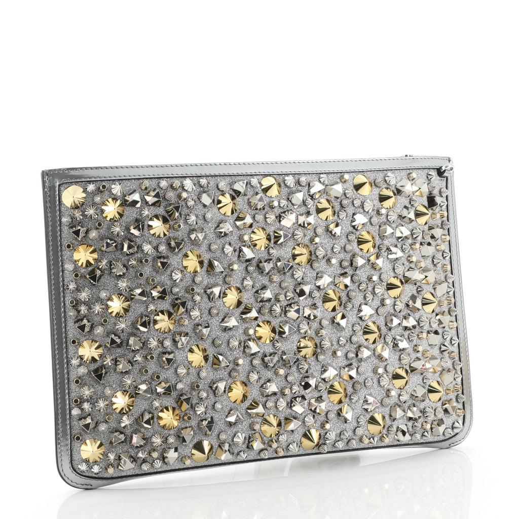 Loubiclutch Spiked Glitter PVC and Leather
