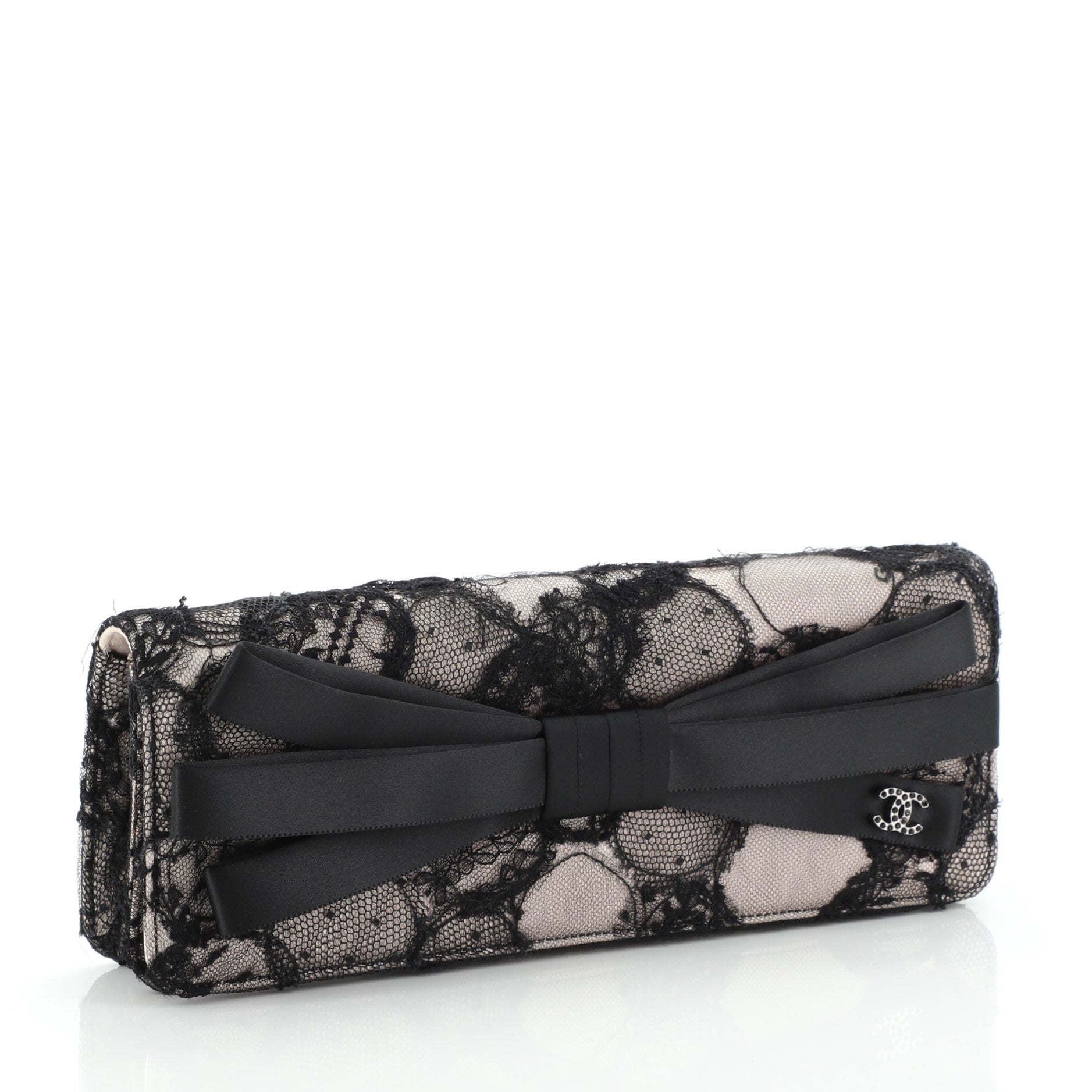 Bow Flap Clutch Lace and Satin