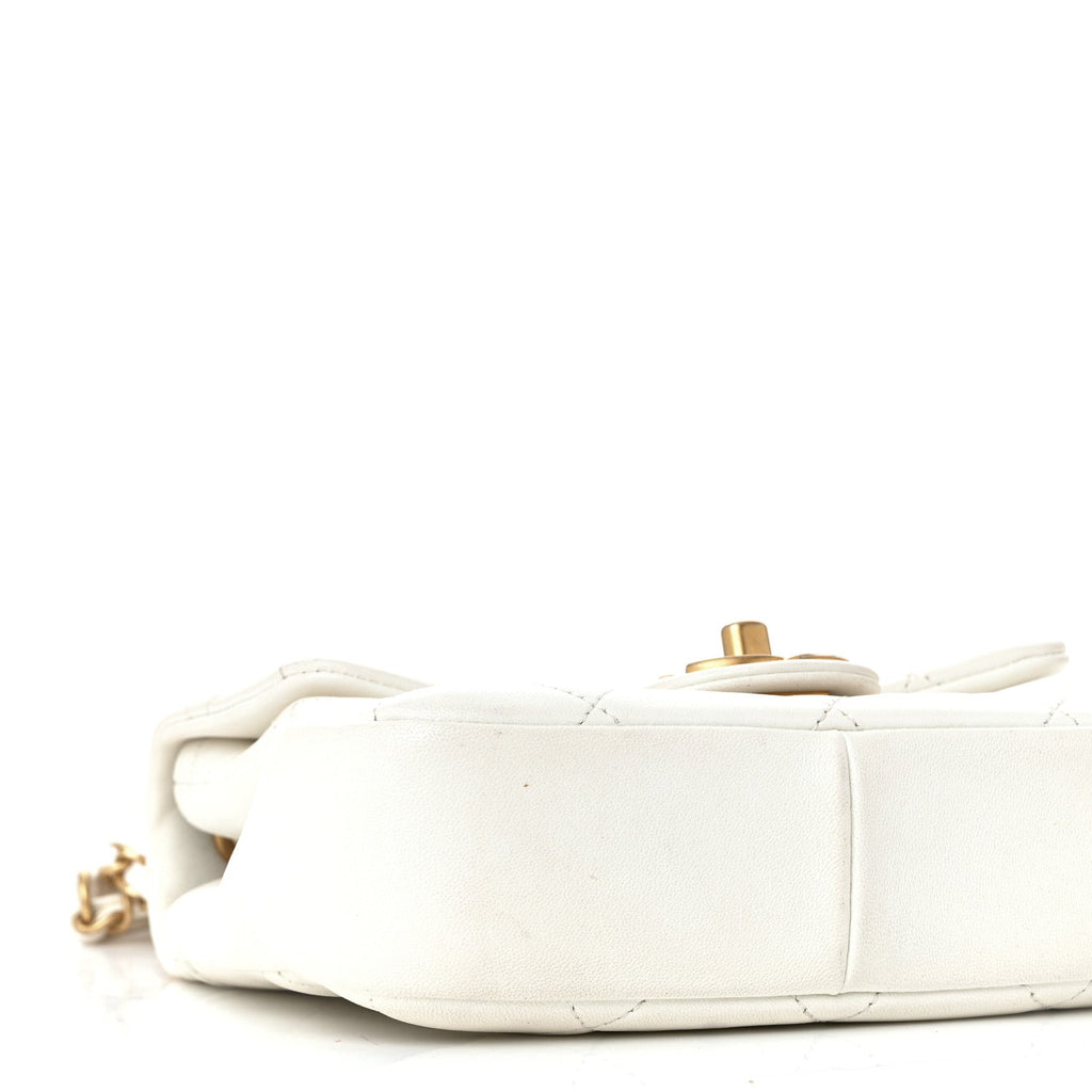 Lambskin Quilted Small In The Loop Handle Flap Bag White