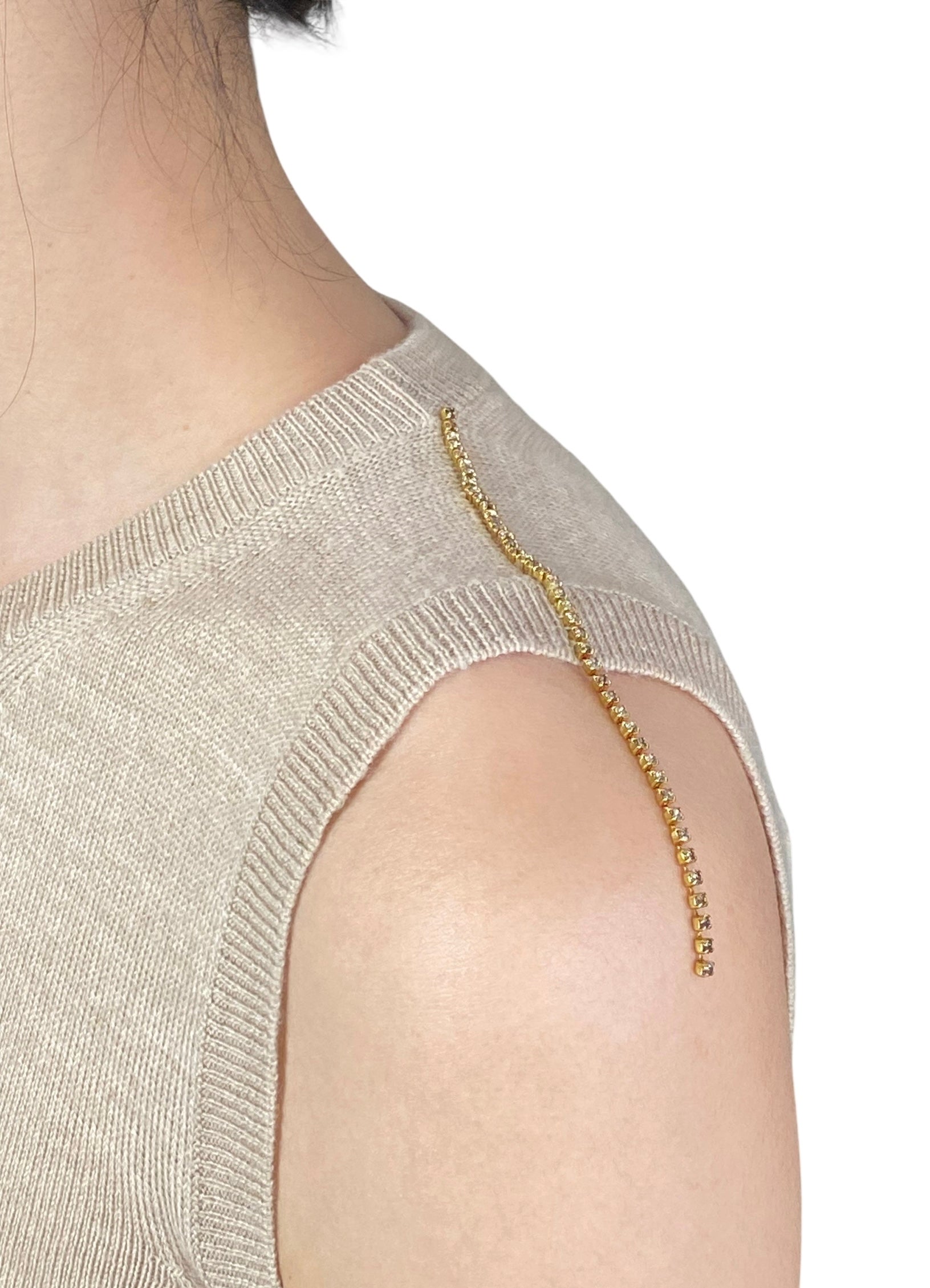 Miu Miu Beige and Gold Wool Jewel Tank - IT 38 / US 2