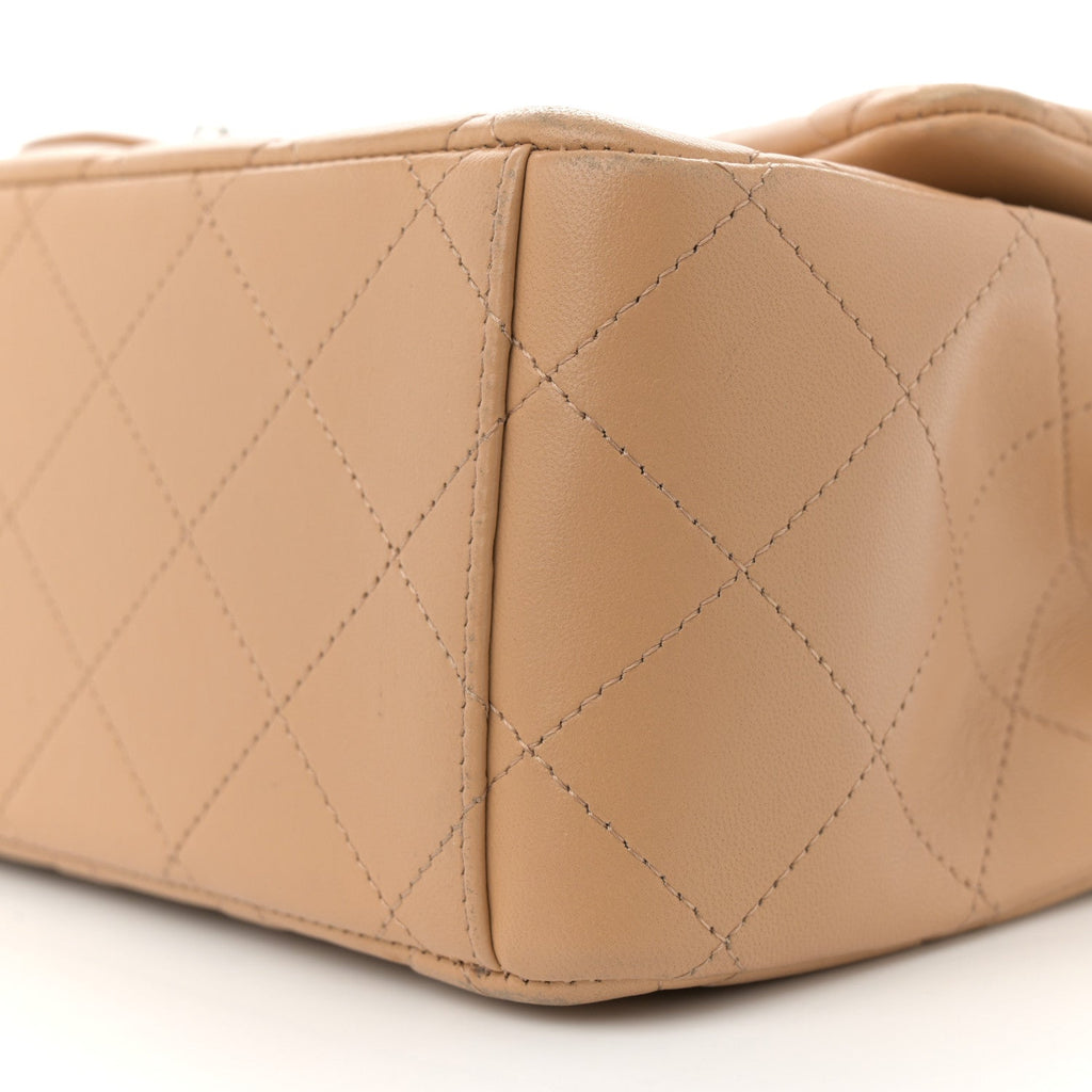 Lambskin Quilted Maxi Double Flap Beige
