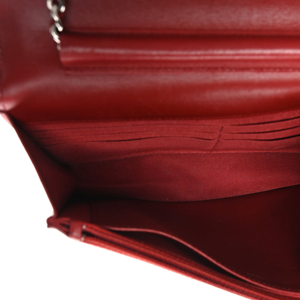 Lambskin Quilted Wallet On Chain WOC Red