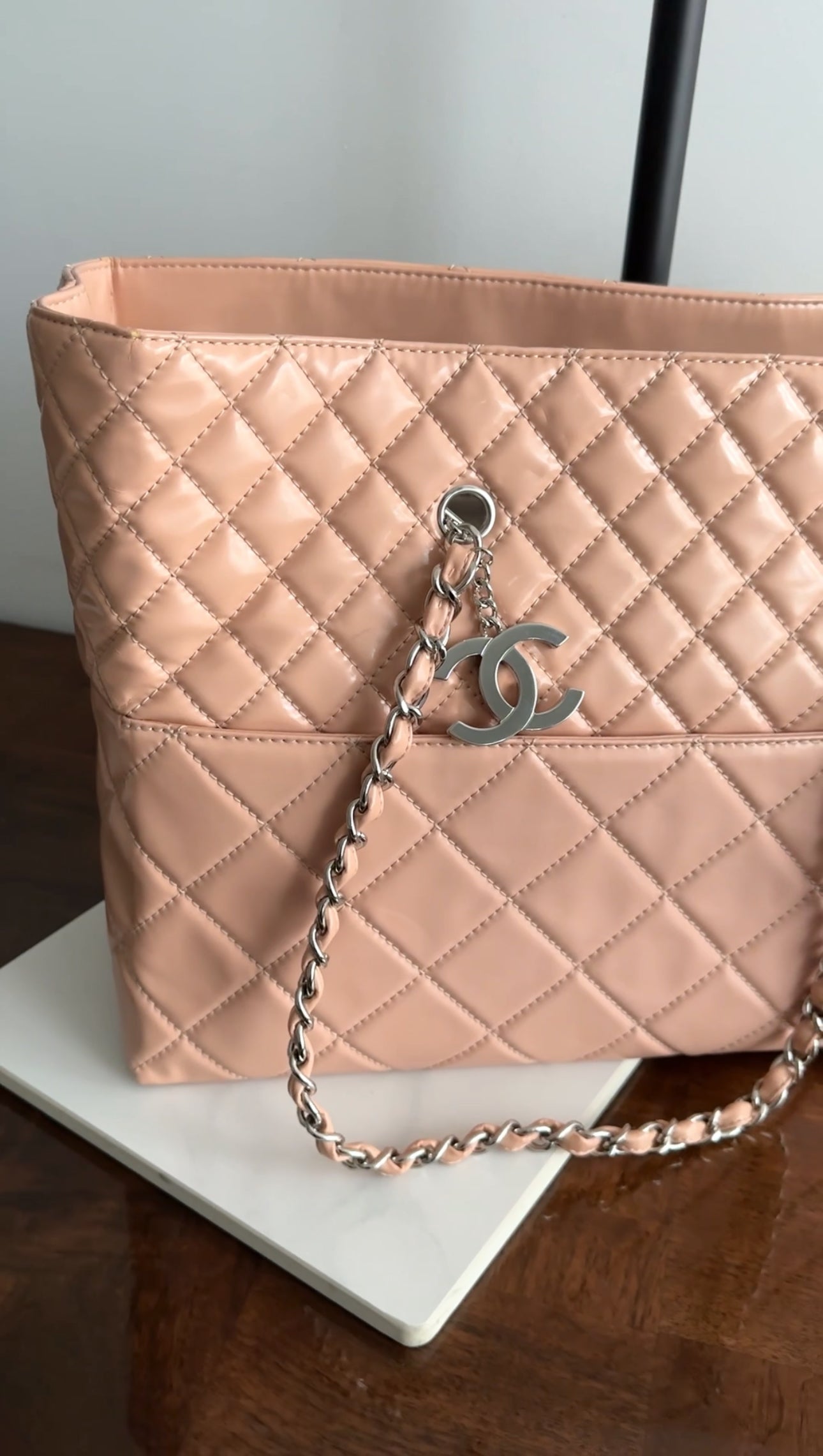 Chanel Light Pink Patent In The Business Large Tote Bag