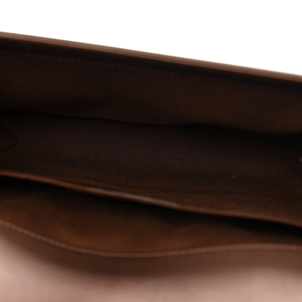 Metallic Patent Calfskin Quilted Medium Boy Flap Brown