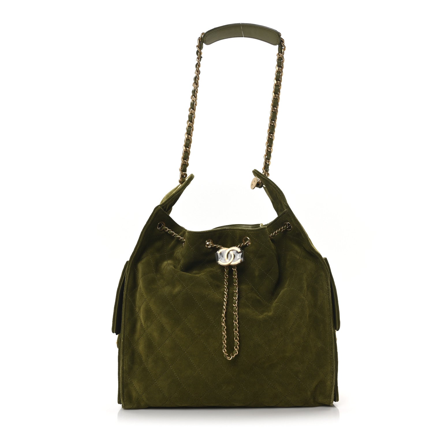 Suede Quilted Medium Chanel 25 Hobo Khaki