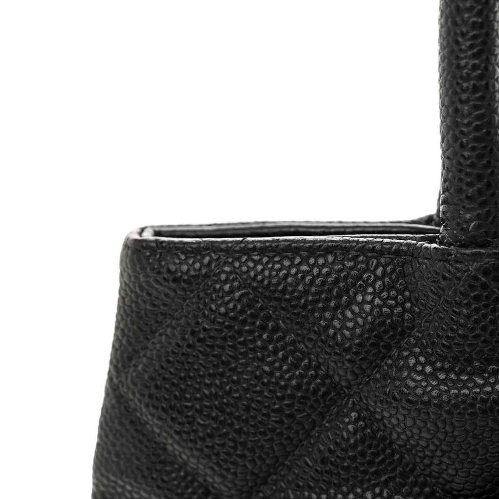 Caviar Quilted Medallion Tote Black