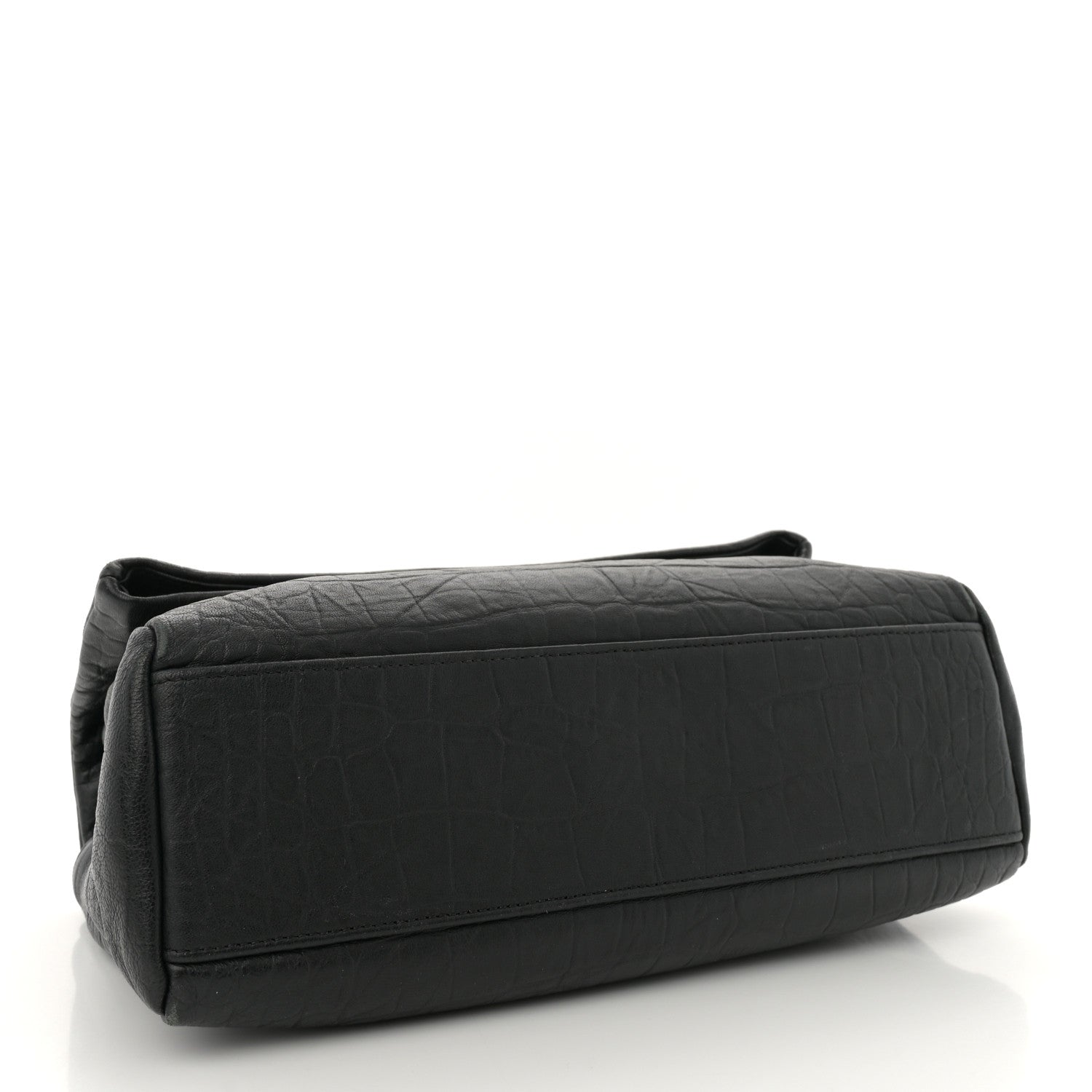 Calfskin Crocodile Embossed Medium West Hollywood Monogram Fold-Over Black