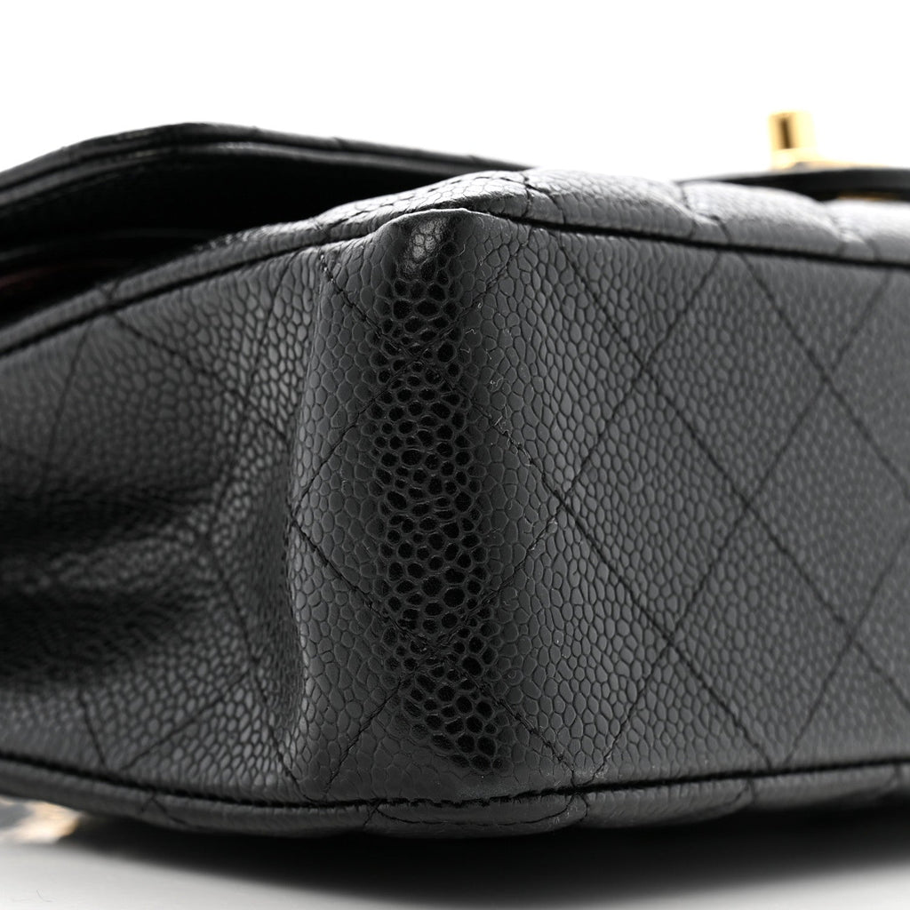 Caviar Quilted Medium Double Flap Black
