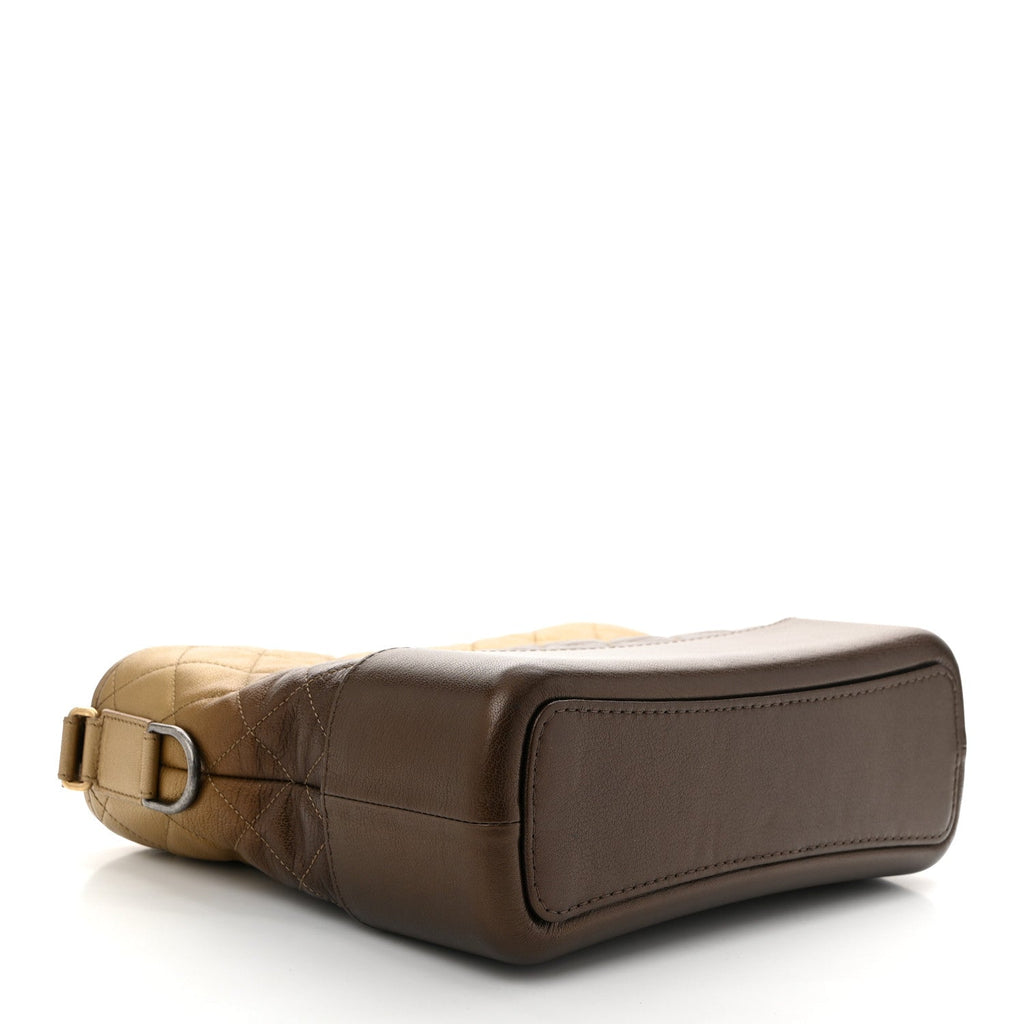 Metallic Goatskin Quilted Medium Gabrielle Hobo Dark Gold Bronze