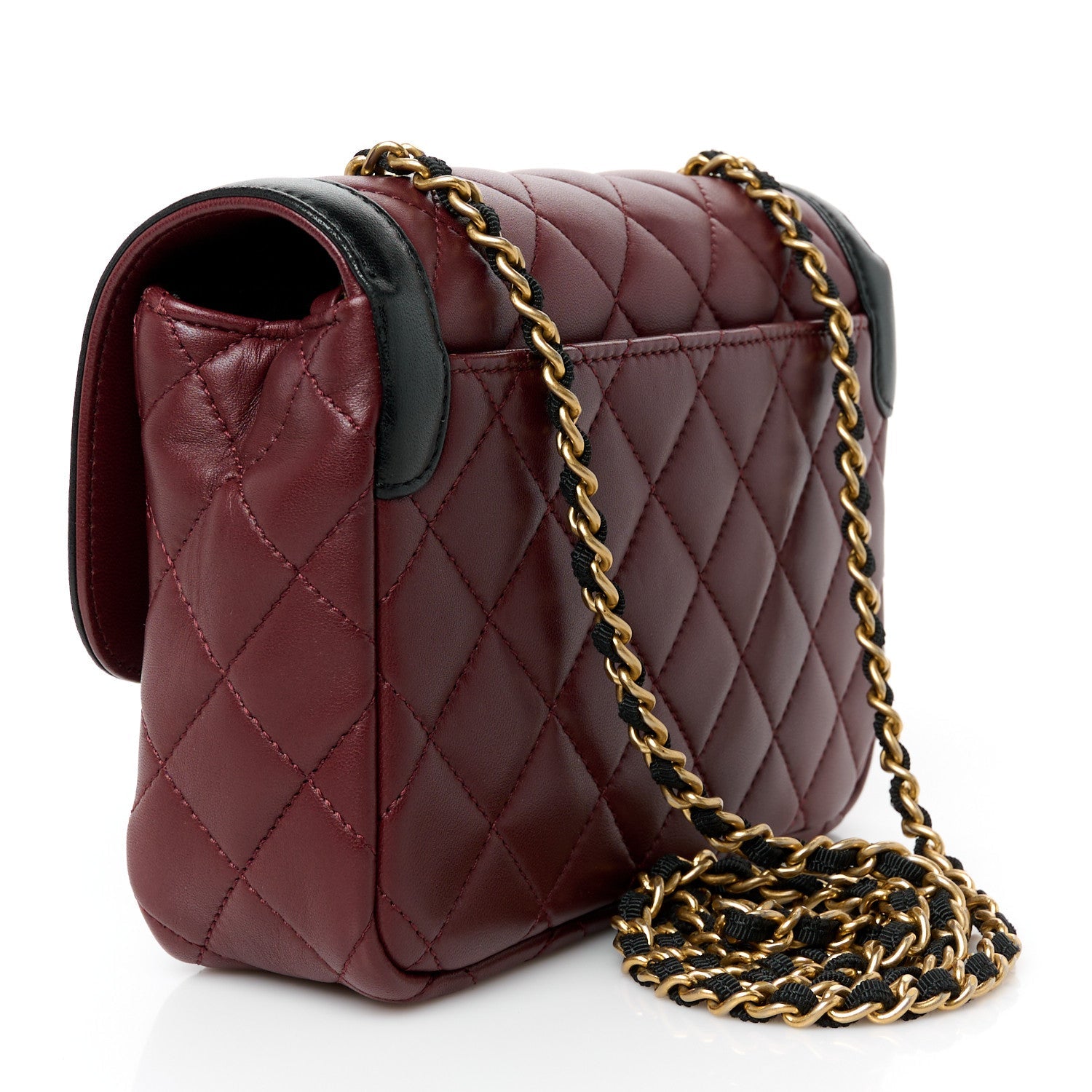 Lambskin Quilted Mini Two Tone Day Flap Burgundy